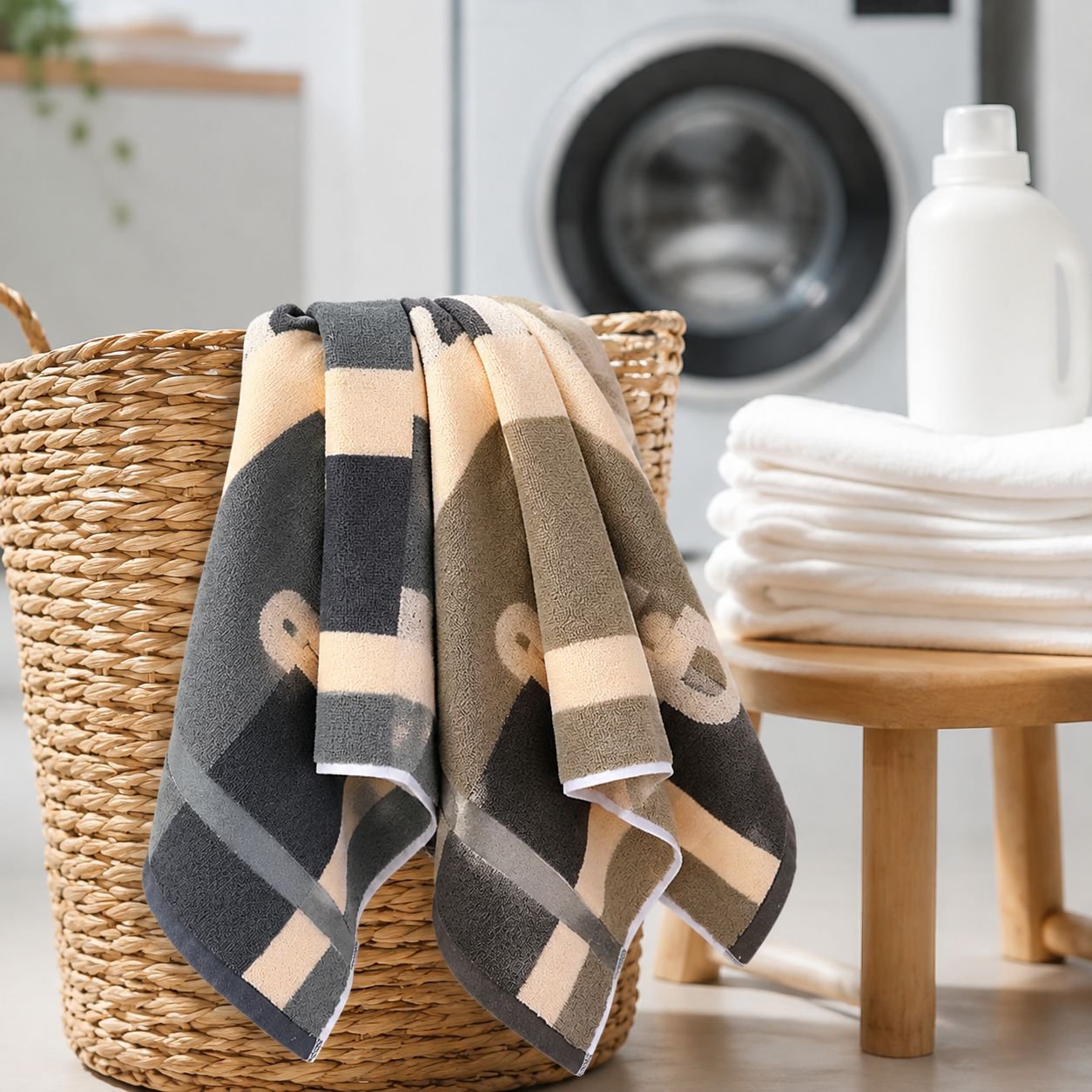 High-quality unisex towel in modern bathroom setting