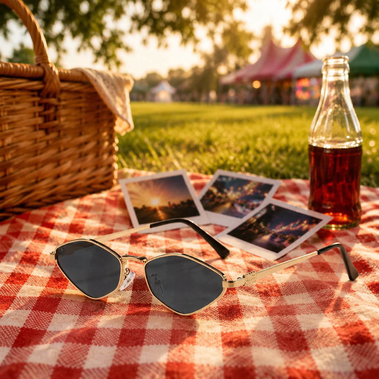 Metal Polygonal Ocean-themed Women's Small Square Sunglasses