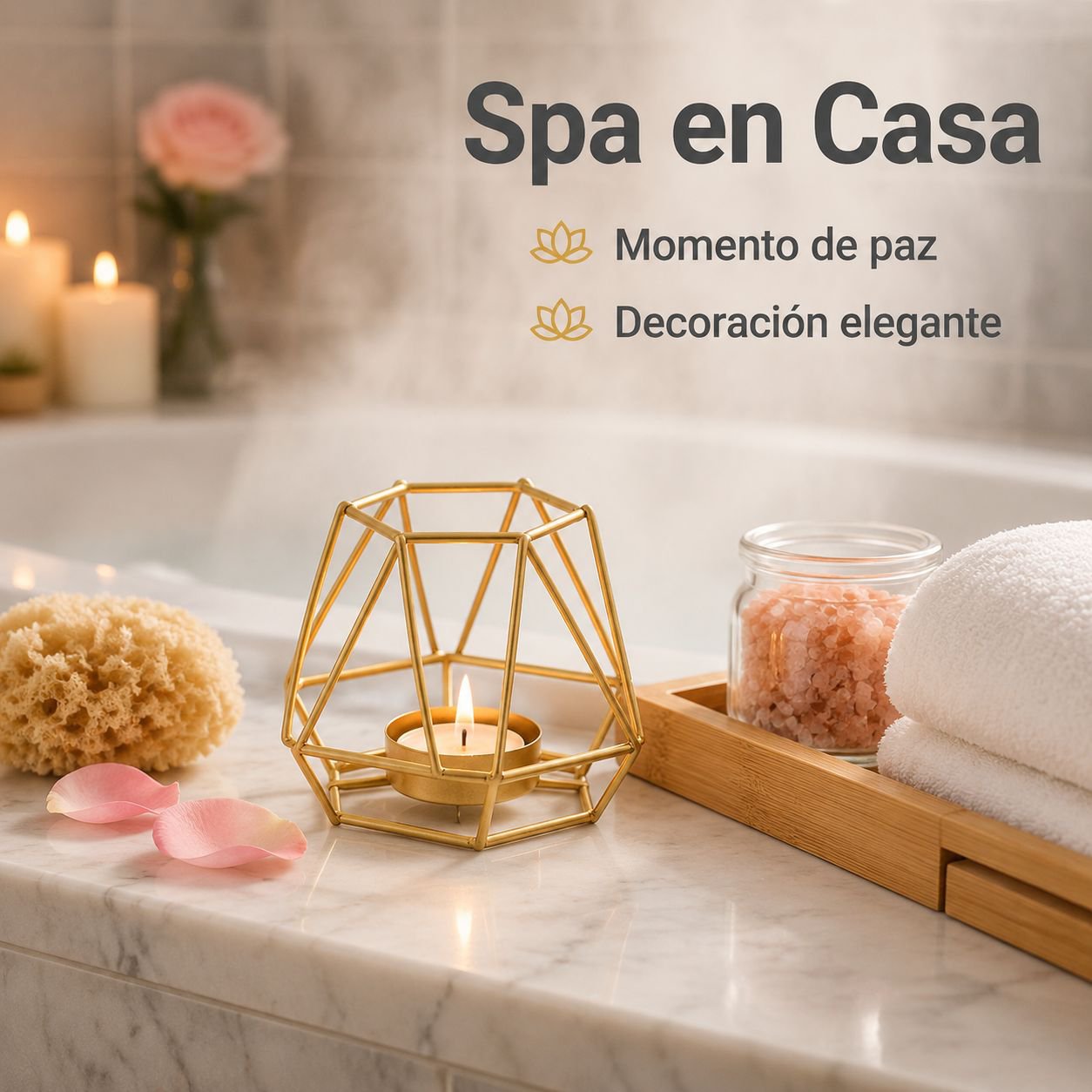 Candelabro geométrico de hierro dorado para aromaterapia y decoración creativa