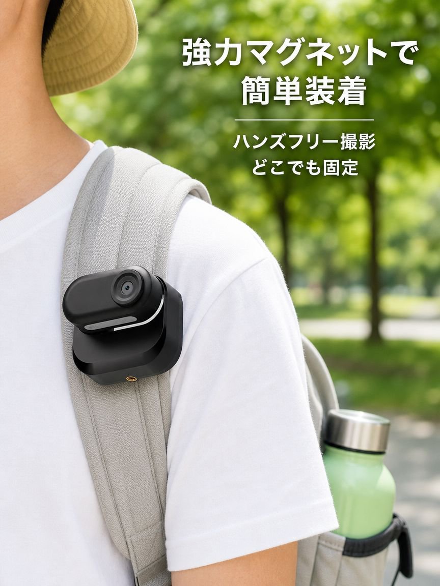 携帯型親指カメラ サイクリング・旅行用Vlog記録装置 防振マグネットスポーツカメラ