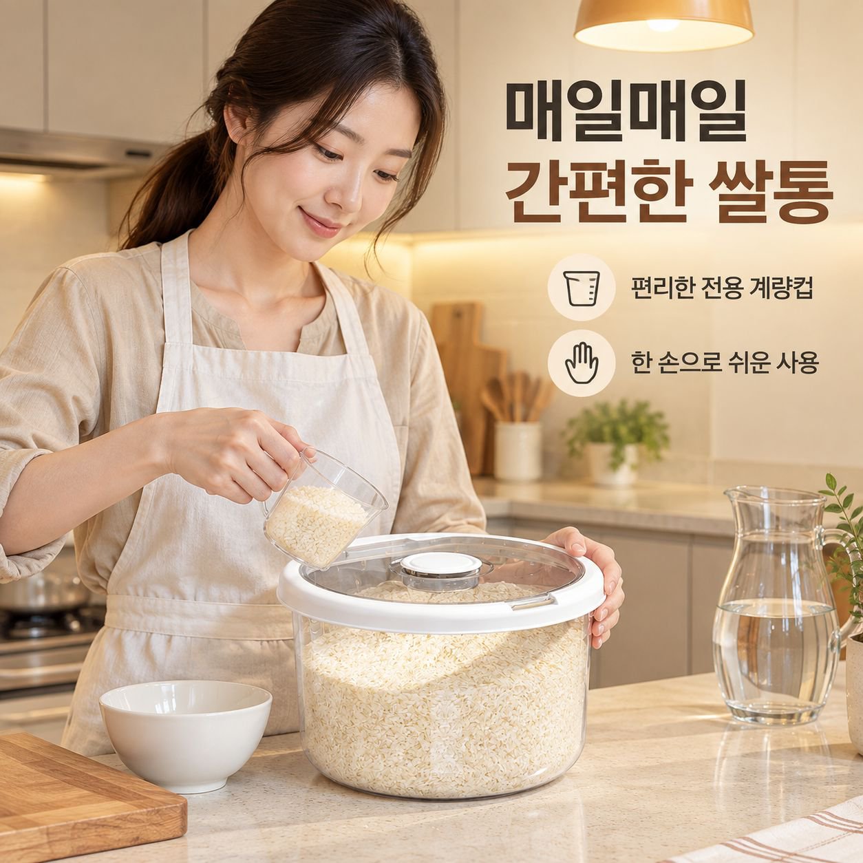 대용량 원형 투명 가정용 쌀통
