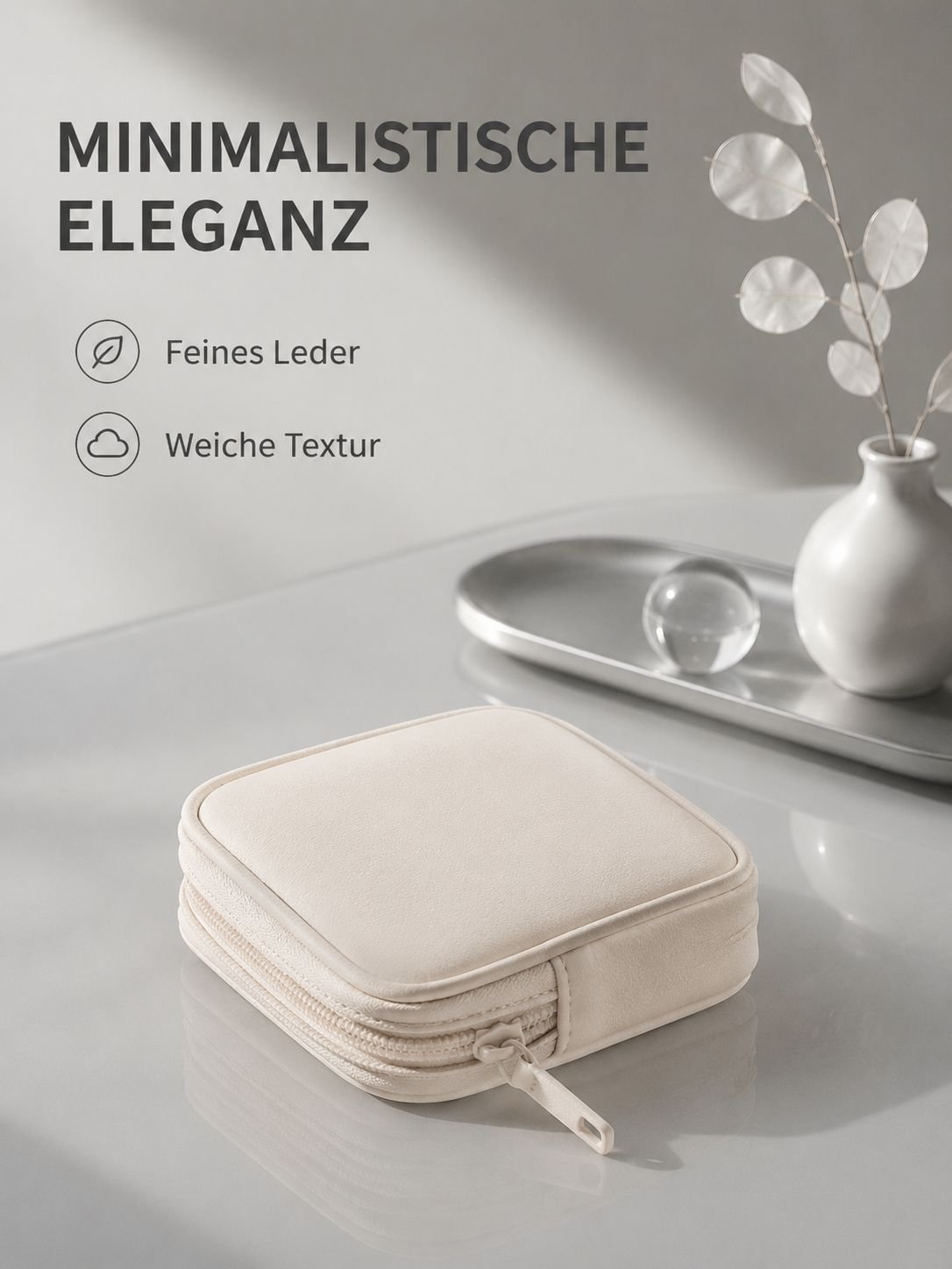 Stoßfeste zweischichtige Schmucktasche aus weichem Leder