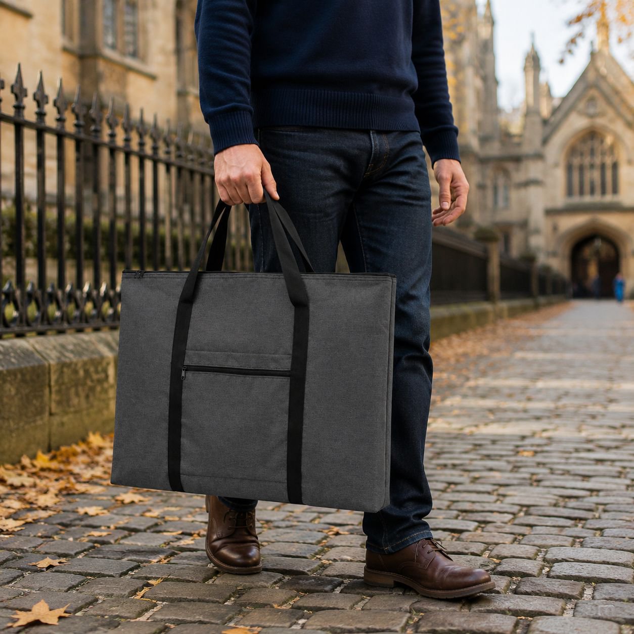 Spacious interior of the portable art storage bag