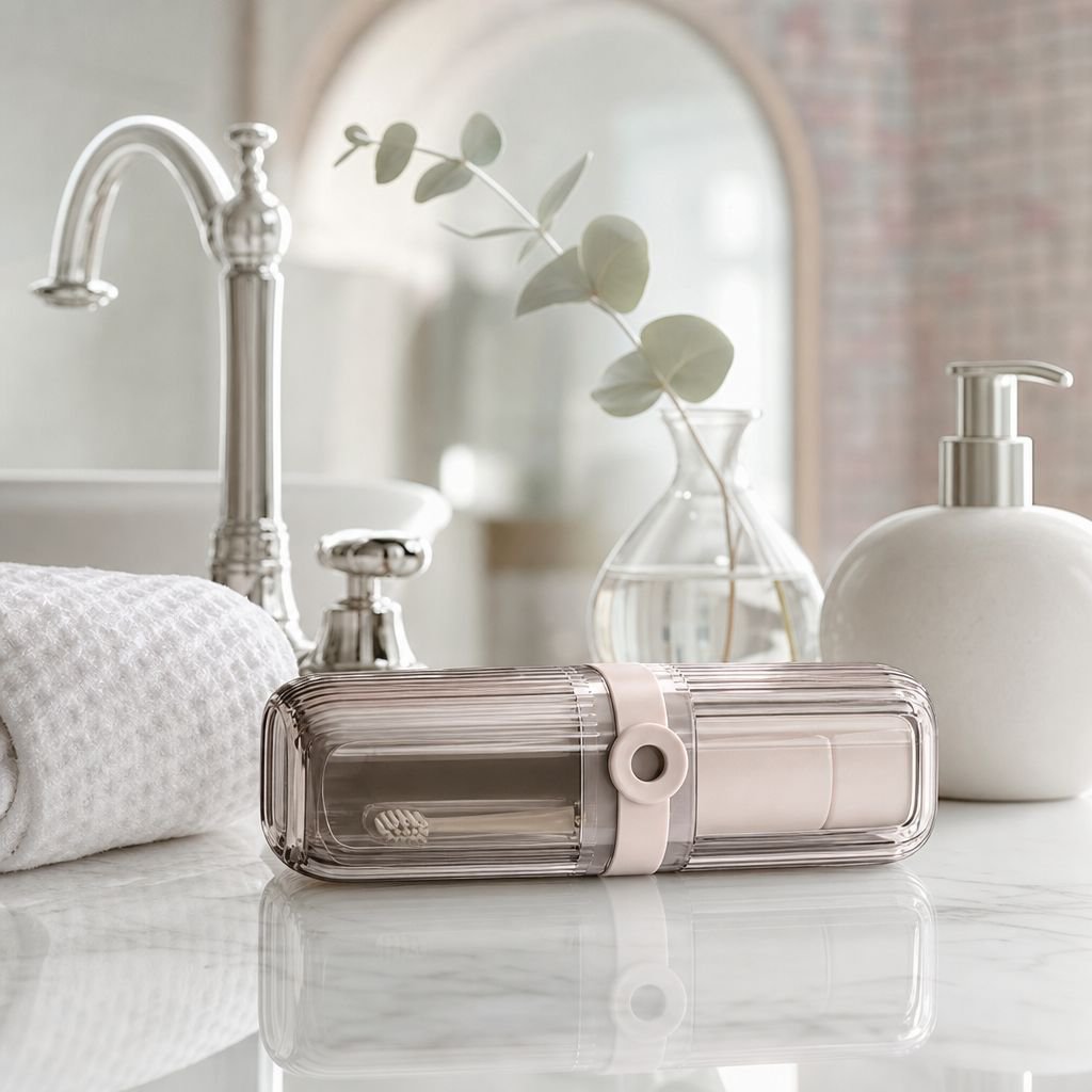 Rangement organisé pour savon et brosse à dents