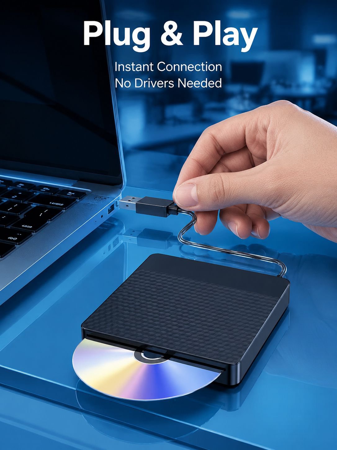 Slot-in External Optical Drive CD Burner for Computer