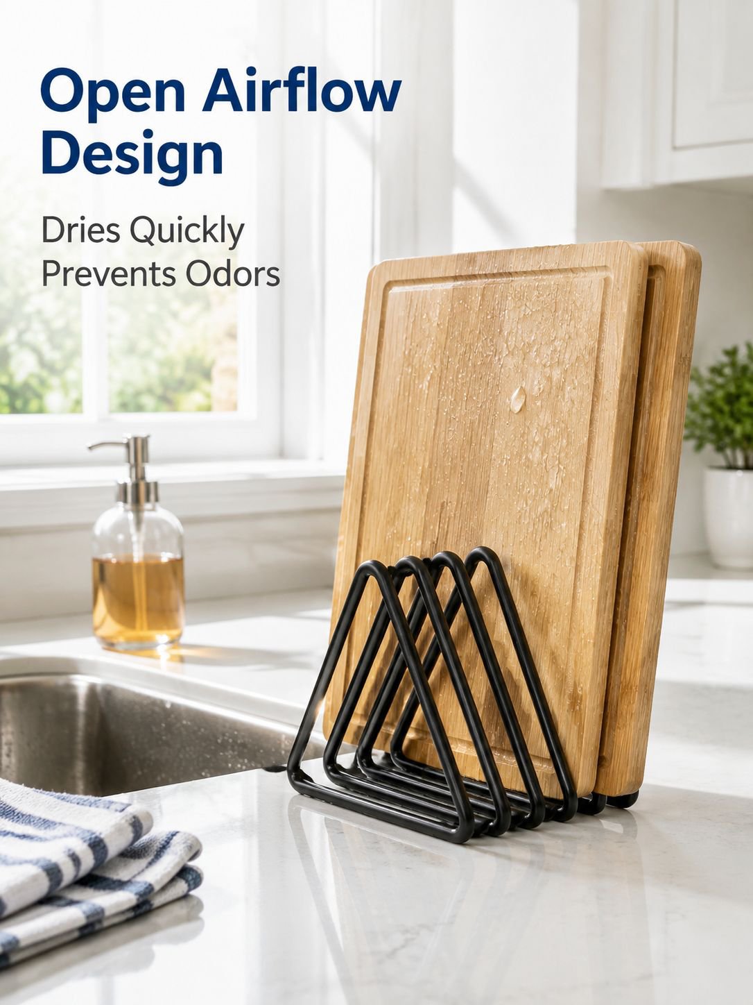 Metal Vertical Cutting Board Holder for Kitchen, Iron Cutting Board Stand
