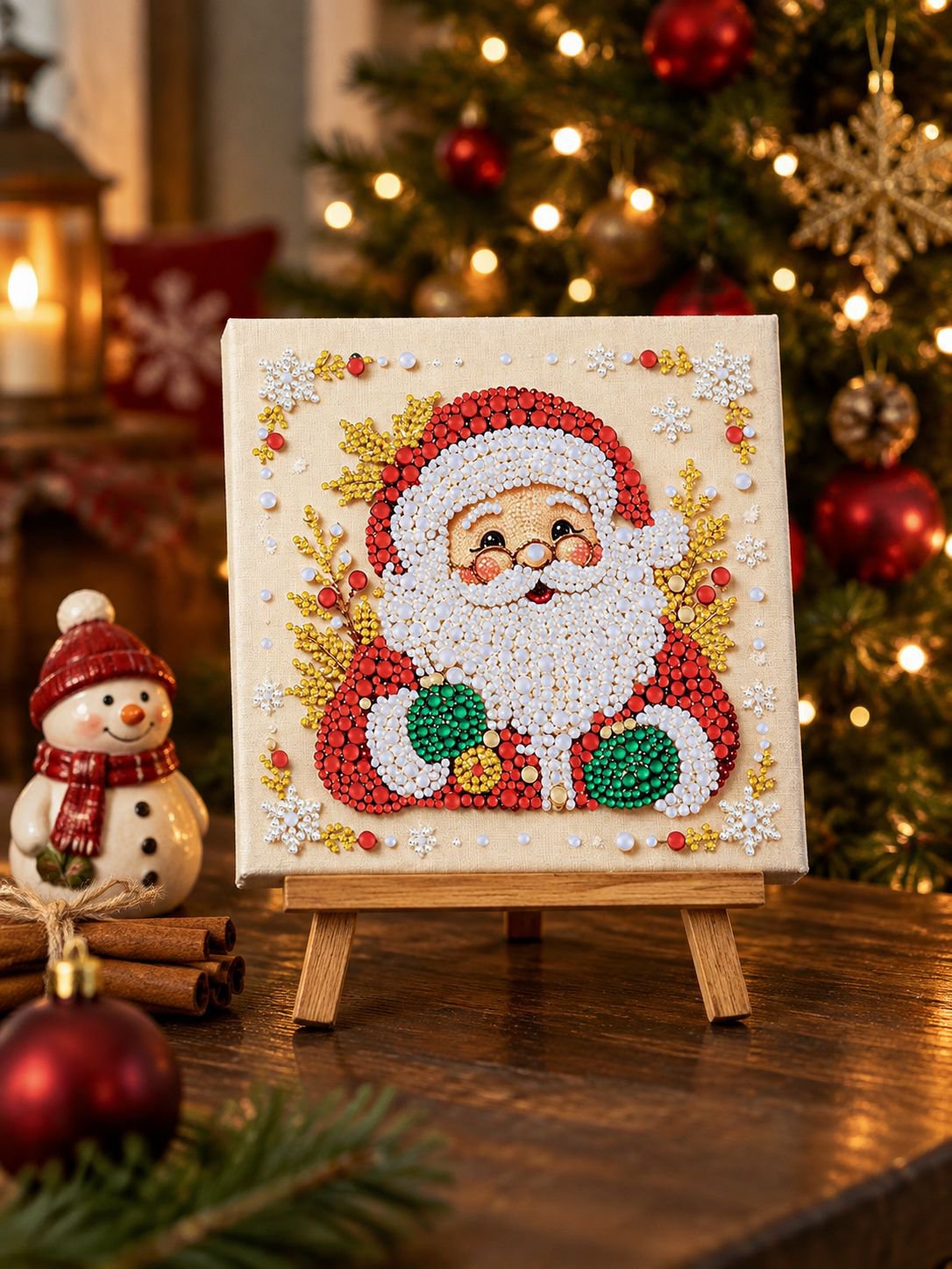 Neues 20x20 Weihnachtsperlen-Malset zum Selbermachen: Dekoratives Malen mit Weihnachtsmannmotiv