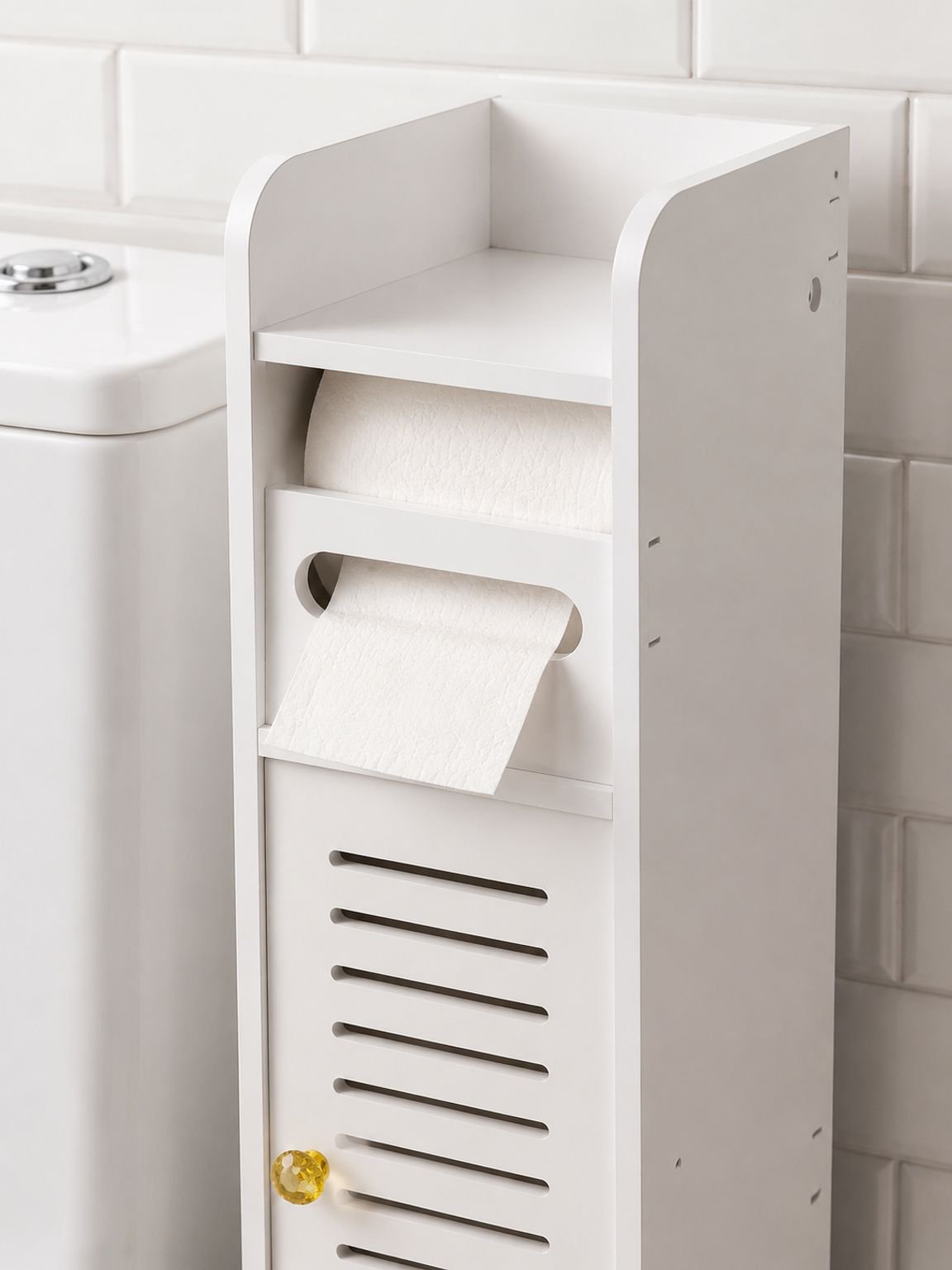 Organizador vertical para baño junto al inodoro
