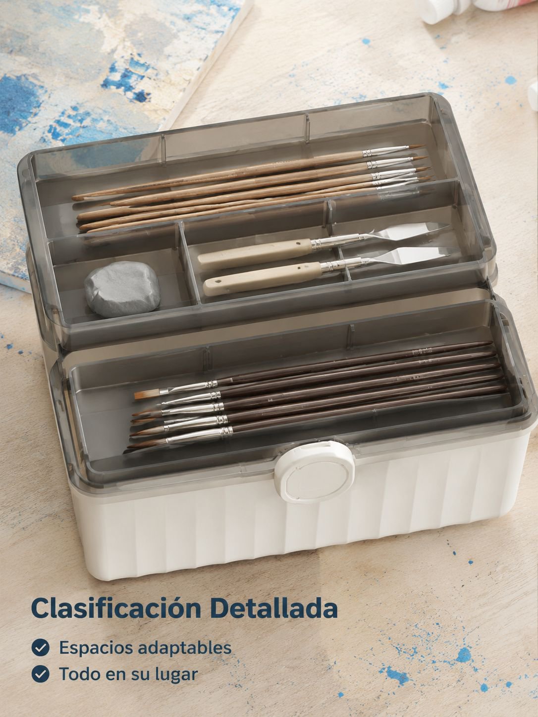 Caja de almacenamiento portátil multifuncional para herramientas de pintura