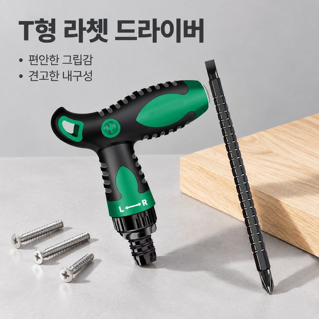 T형 라쳇 드라이버 십자 일자 별 양두 강력자석 가정용 수리공구