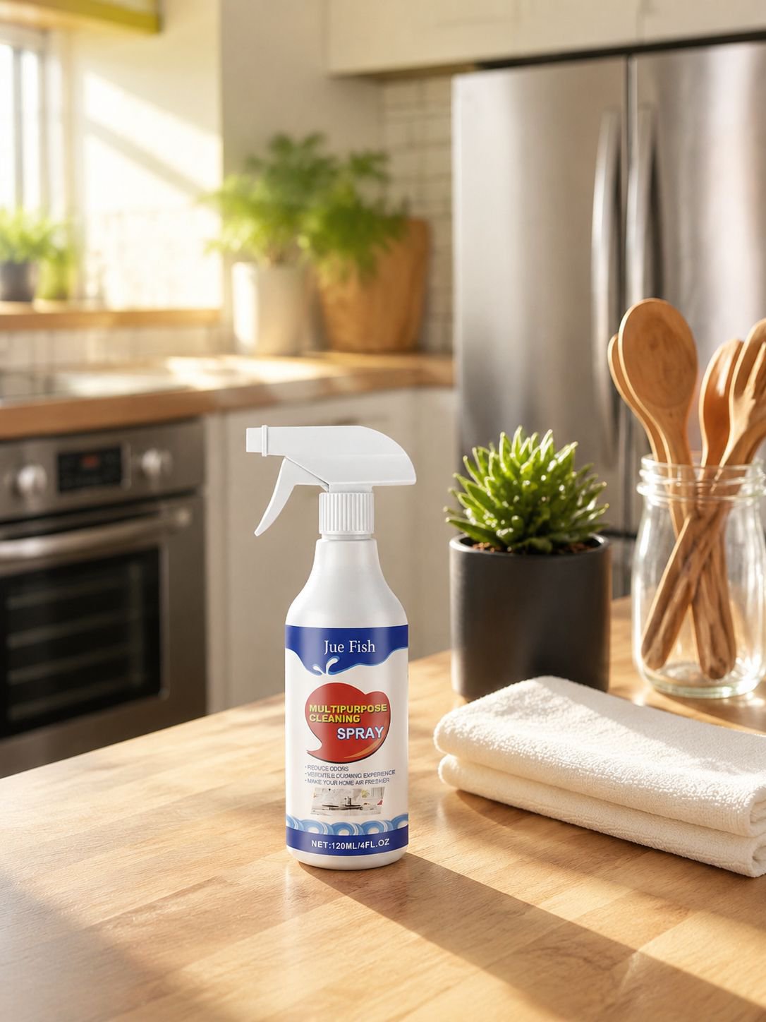 Multifunktionales Reinigungsspray für starke Küchenfettflecken
