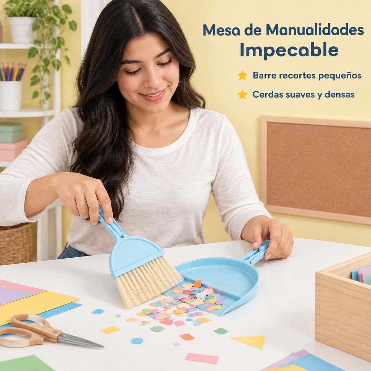 Juego de recogedor y escoba de escritorio en miniatura