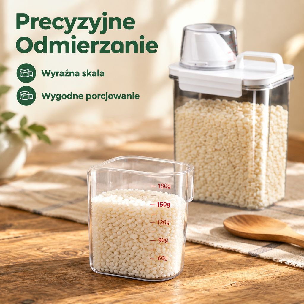 Hermetyczny pojemnik na ryż i mąkę