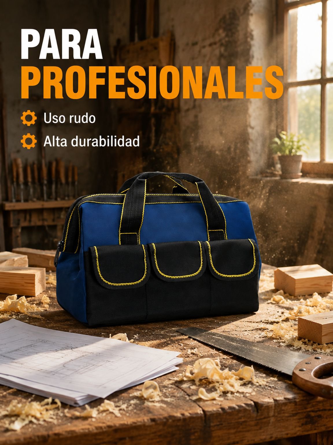Bolsa de herramientas profesional portátil, tela Oxford reforzada, caja organizadora de hardware