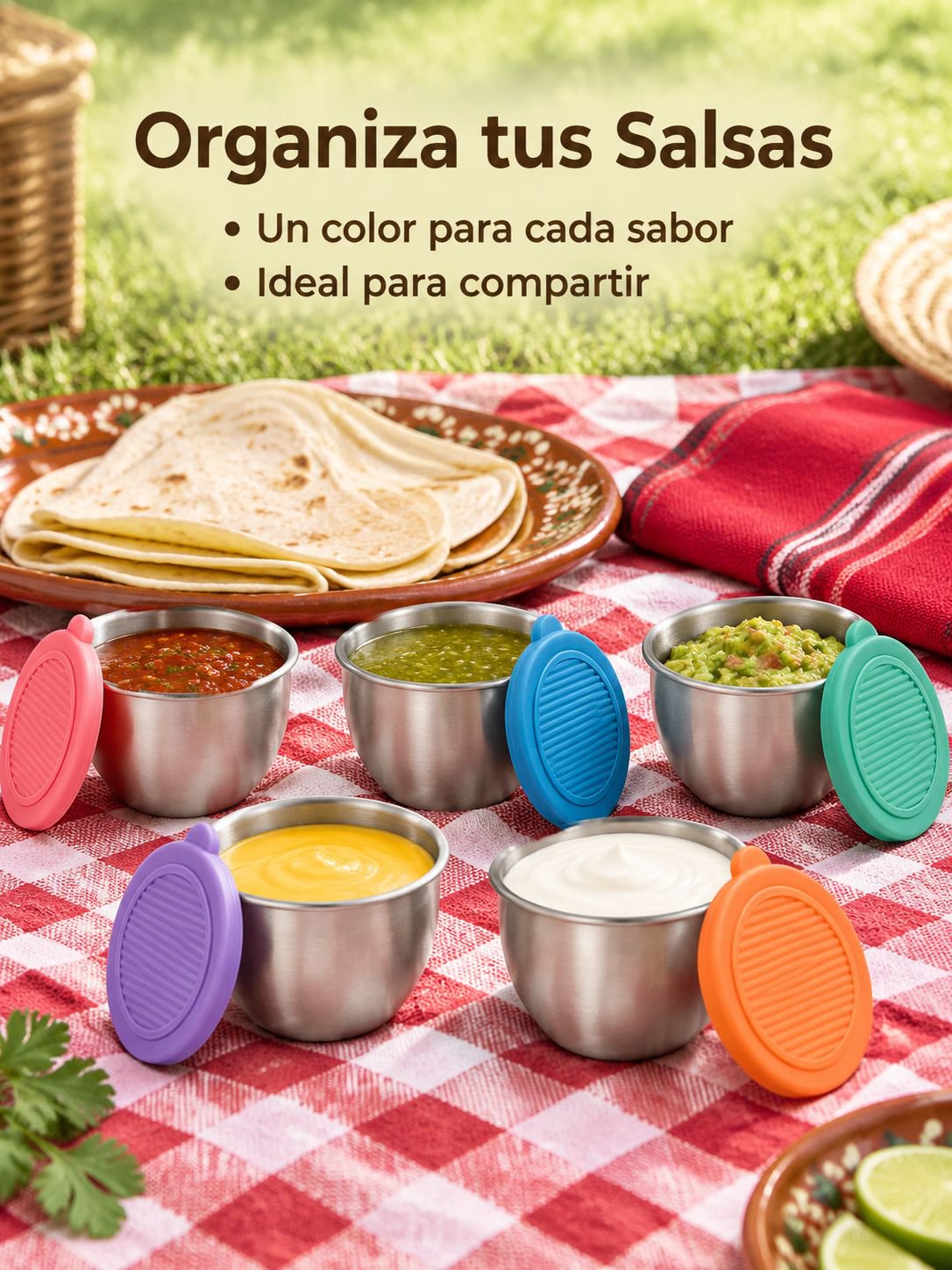 Caja de acero inoxidable para salsas para mojar