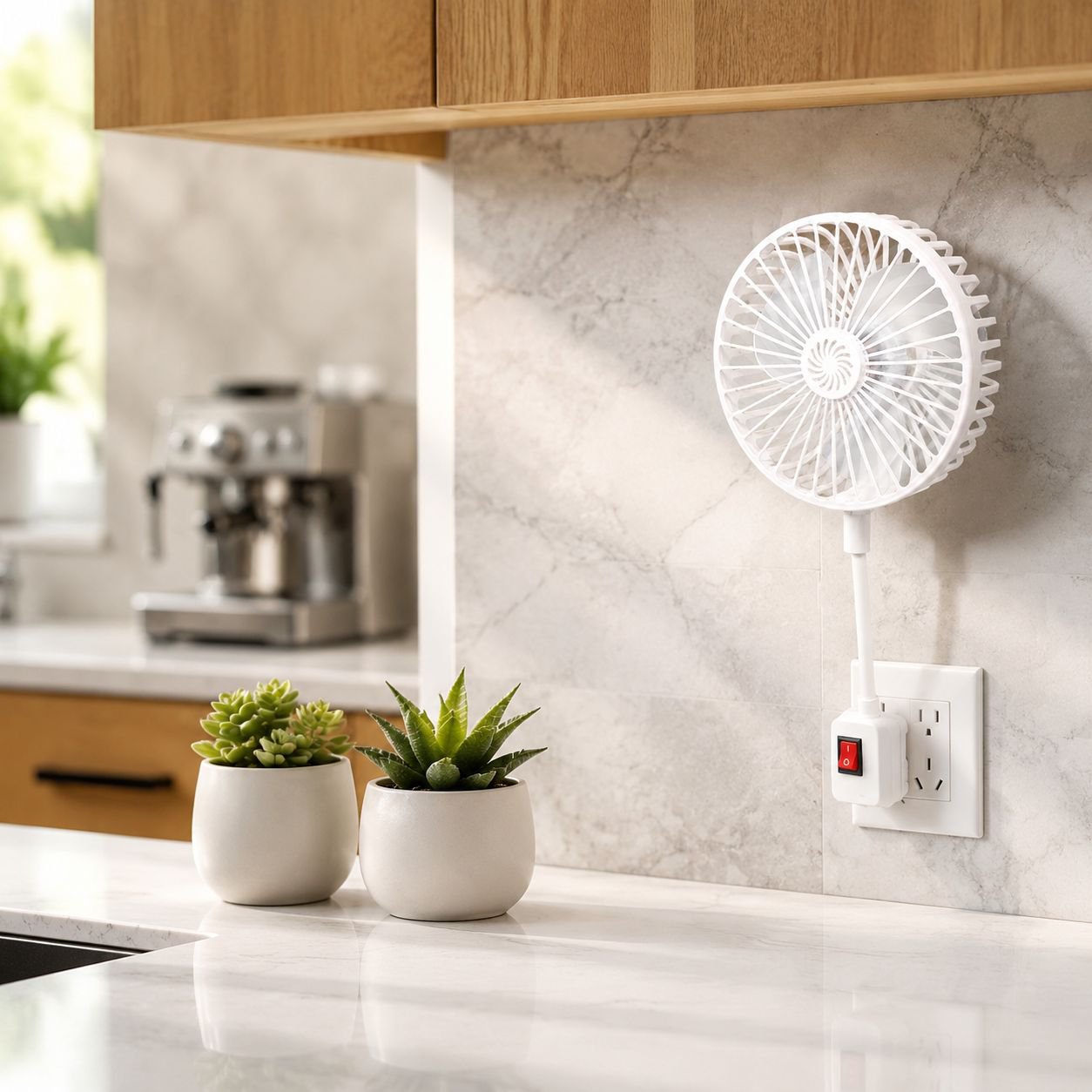 Aroma diffuser fan, quiet and powerful, universal three-prong plug, all-in-one small fan for kitchen