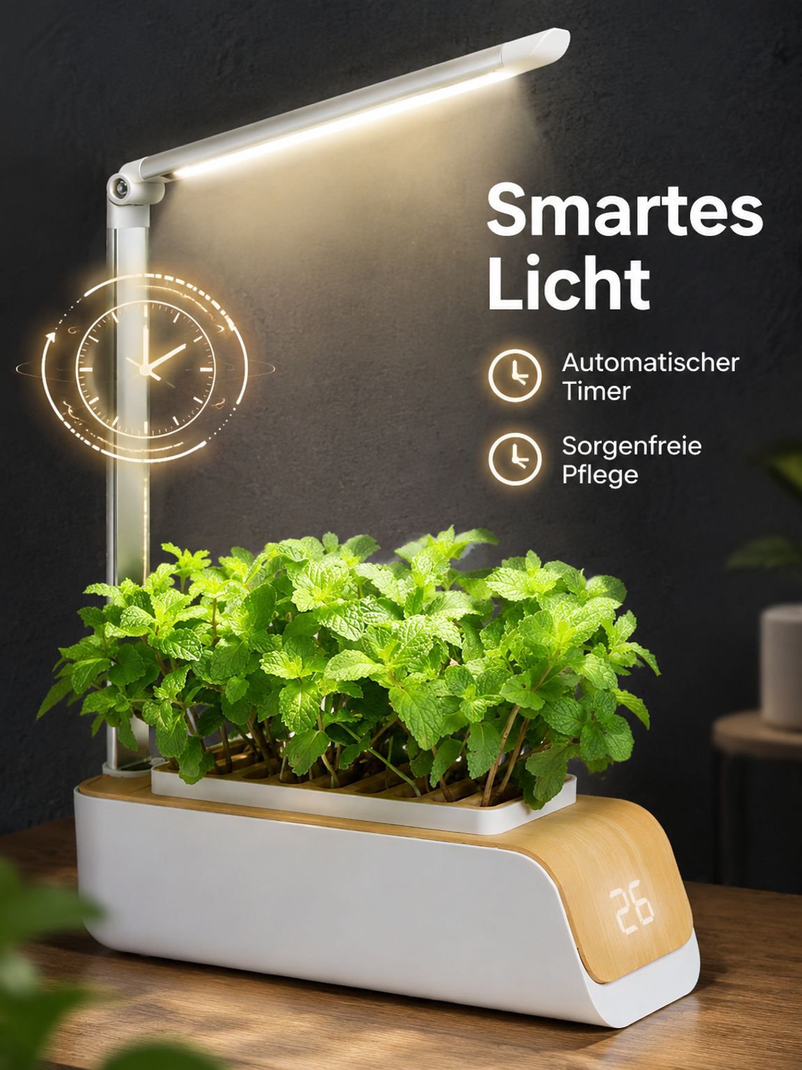 Intelligenter LED-Pflanzentopf mit automatischer Beleuchtungszeit