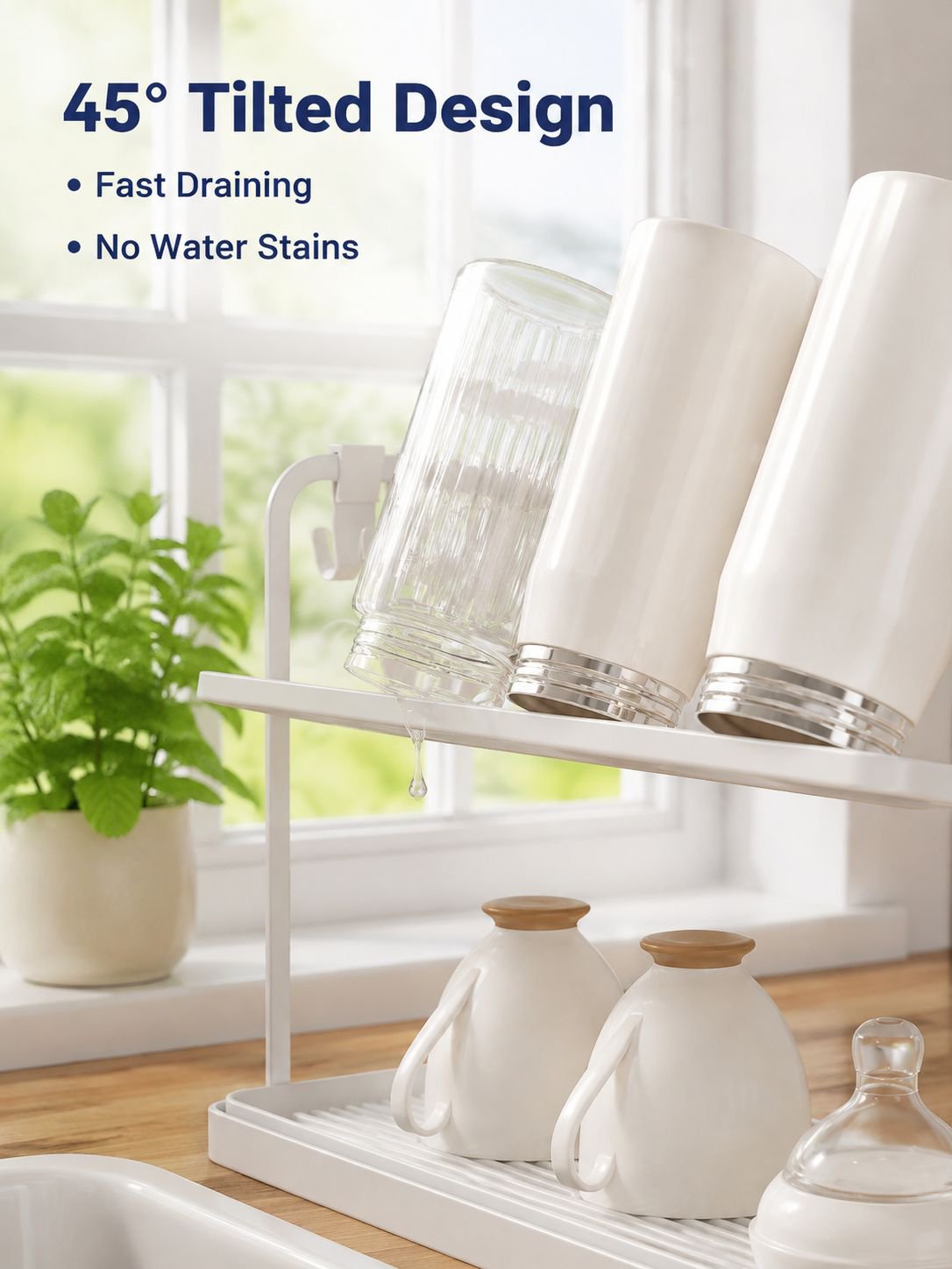 Double layer inverted drip cup holder, tea set, tea cup storage rack