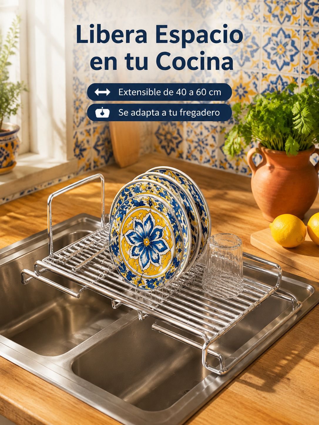 Cesta de drenaje telescópica de acero inoxidable para fregadero de cocina