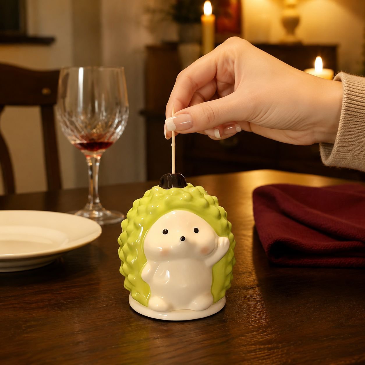 Luxury hedgehog shaped ceramic toothpick holder gift idea