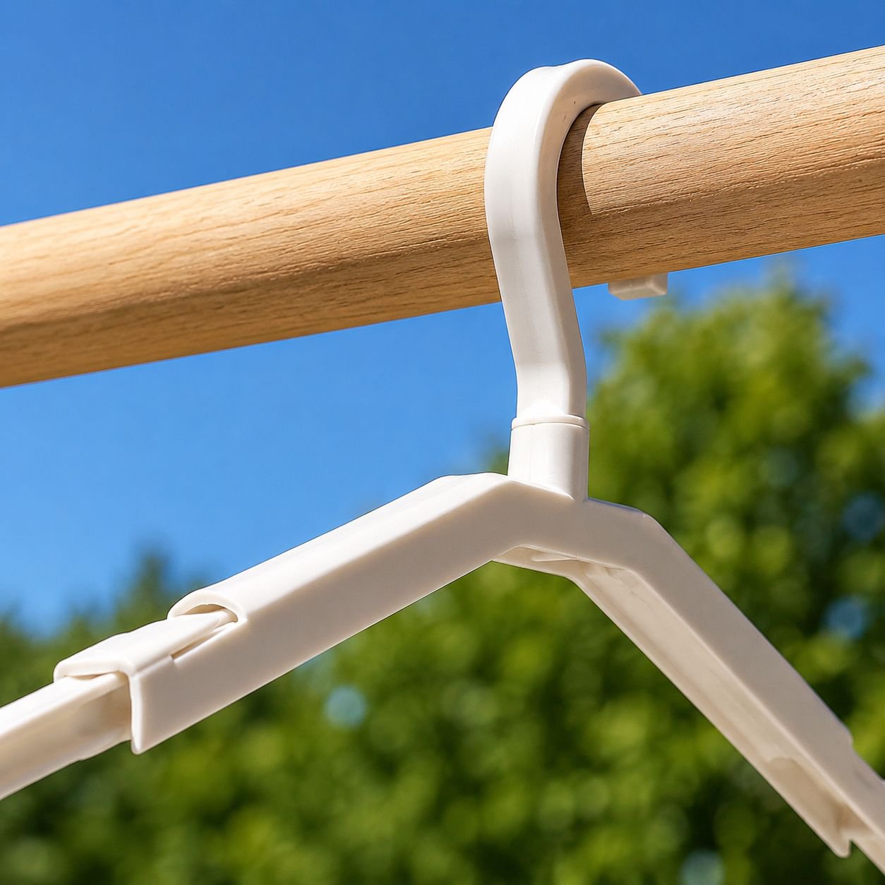 Close-up of telescopic hanger mechanism