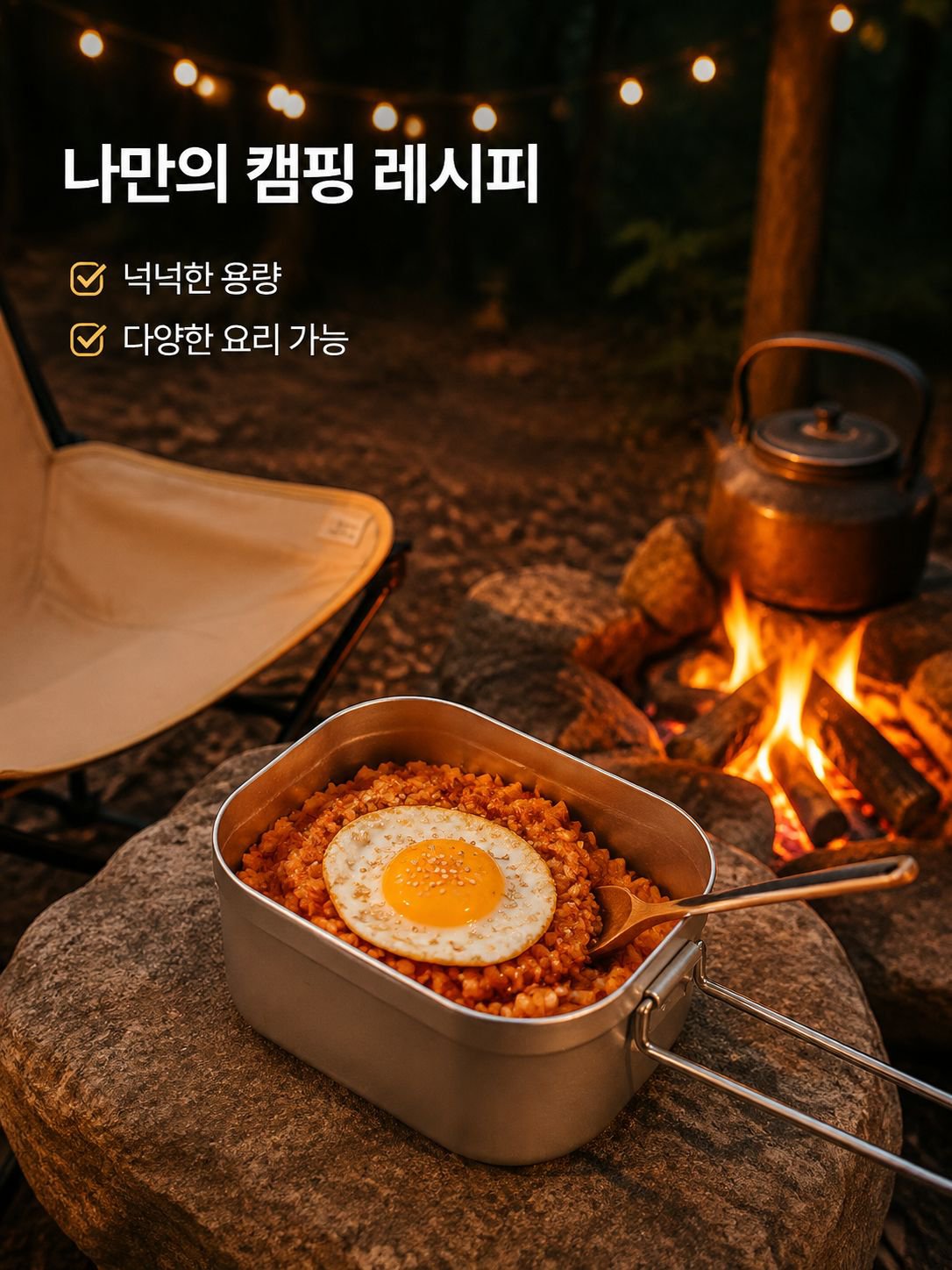 풀 알루미늄 도시락 손잡이 사각형 야외 캠핑