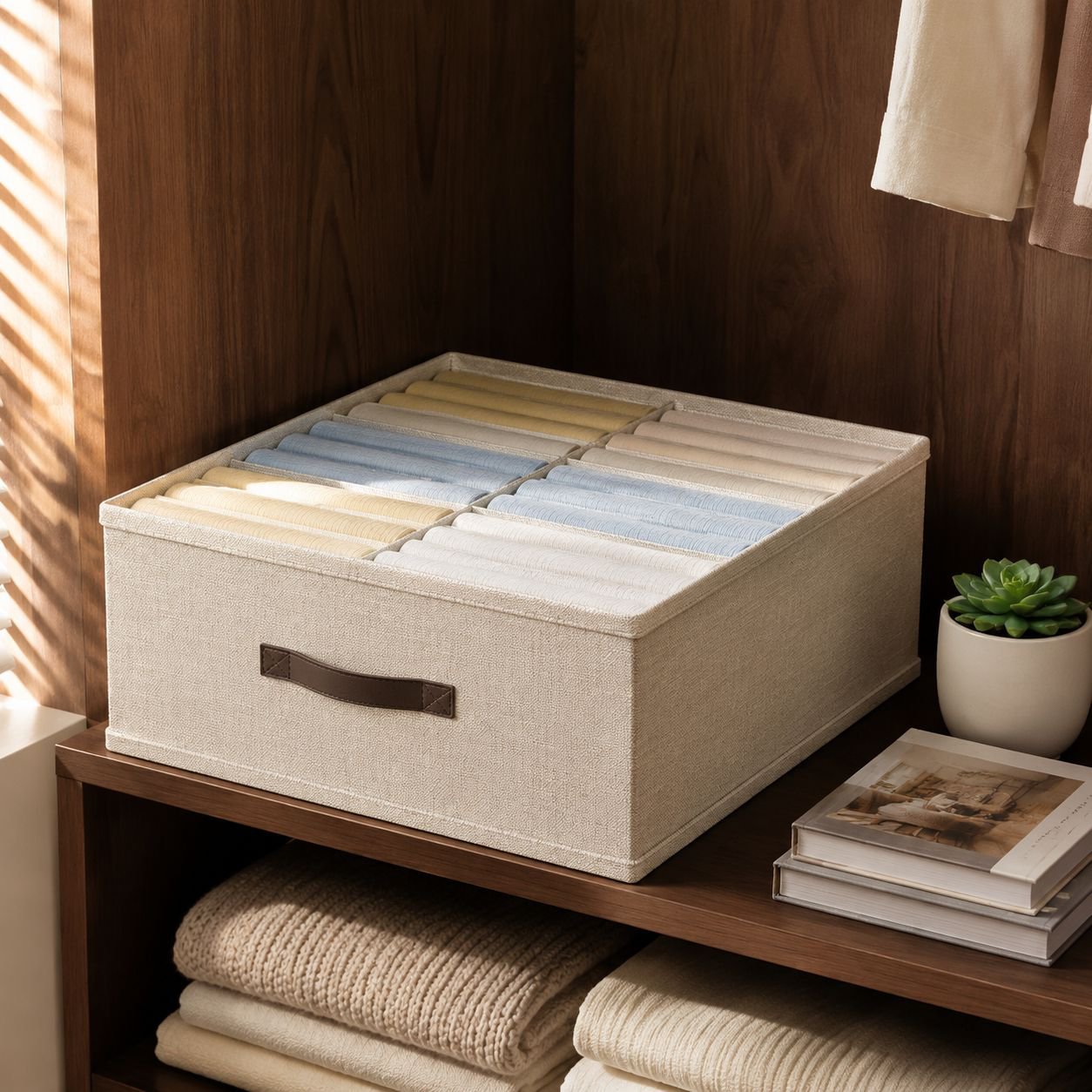 Organizador de ropa y pantalones con dos compartimentos