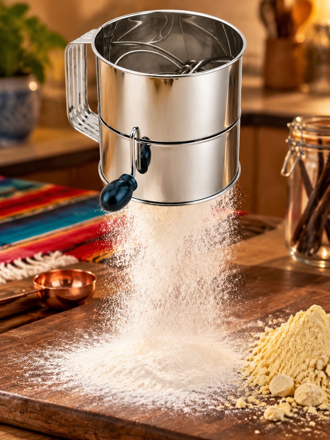 Utensilio de cocina para tamizar harina de acero inoxidable