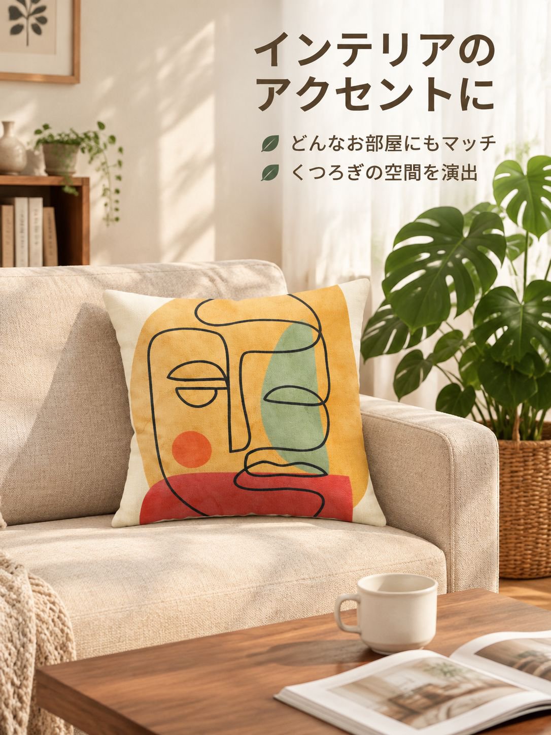 プリント柄のクッション