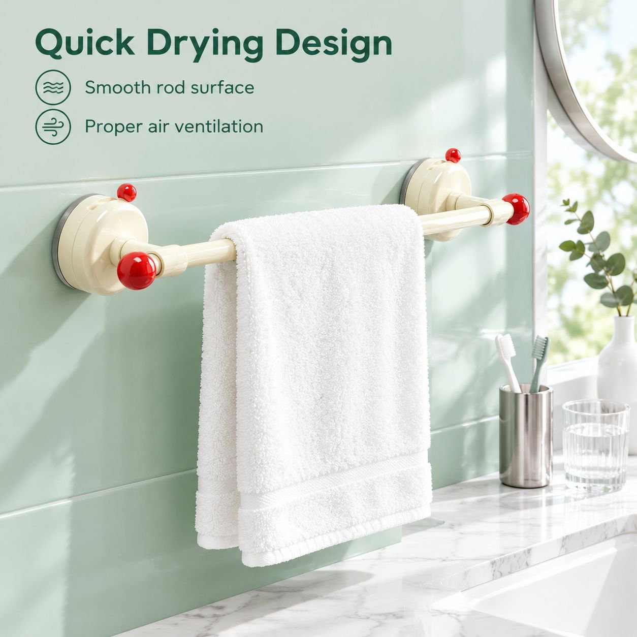 Suction Cup Towel Rack Punch-Free Wall Mounted Bathroom Towel Bar Bath Towel Shelf