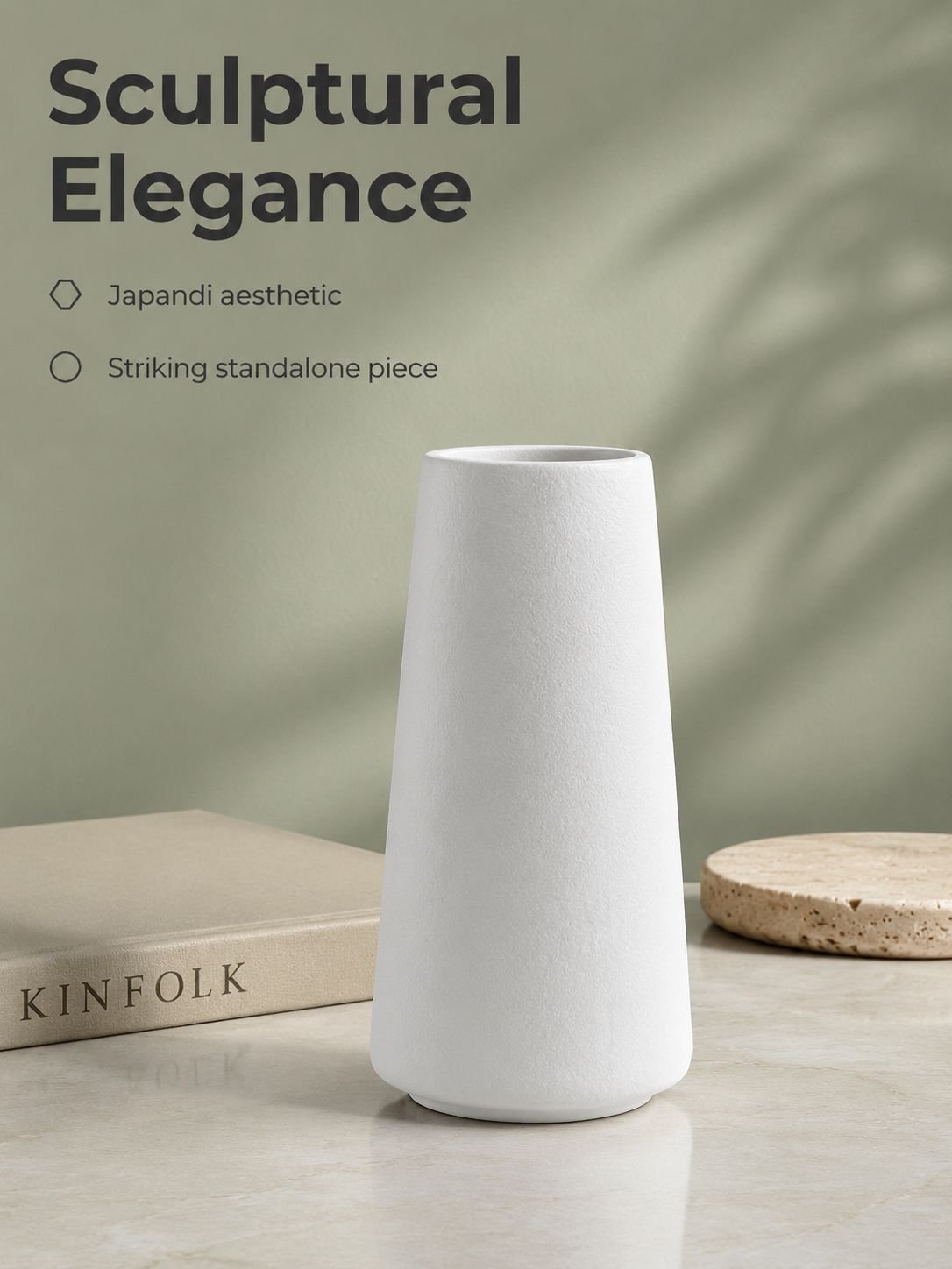 White Large-Caliber Ceramic Vase, Nordic Home Modern Decorative Piece