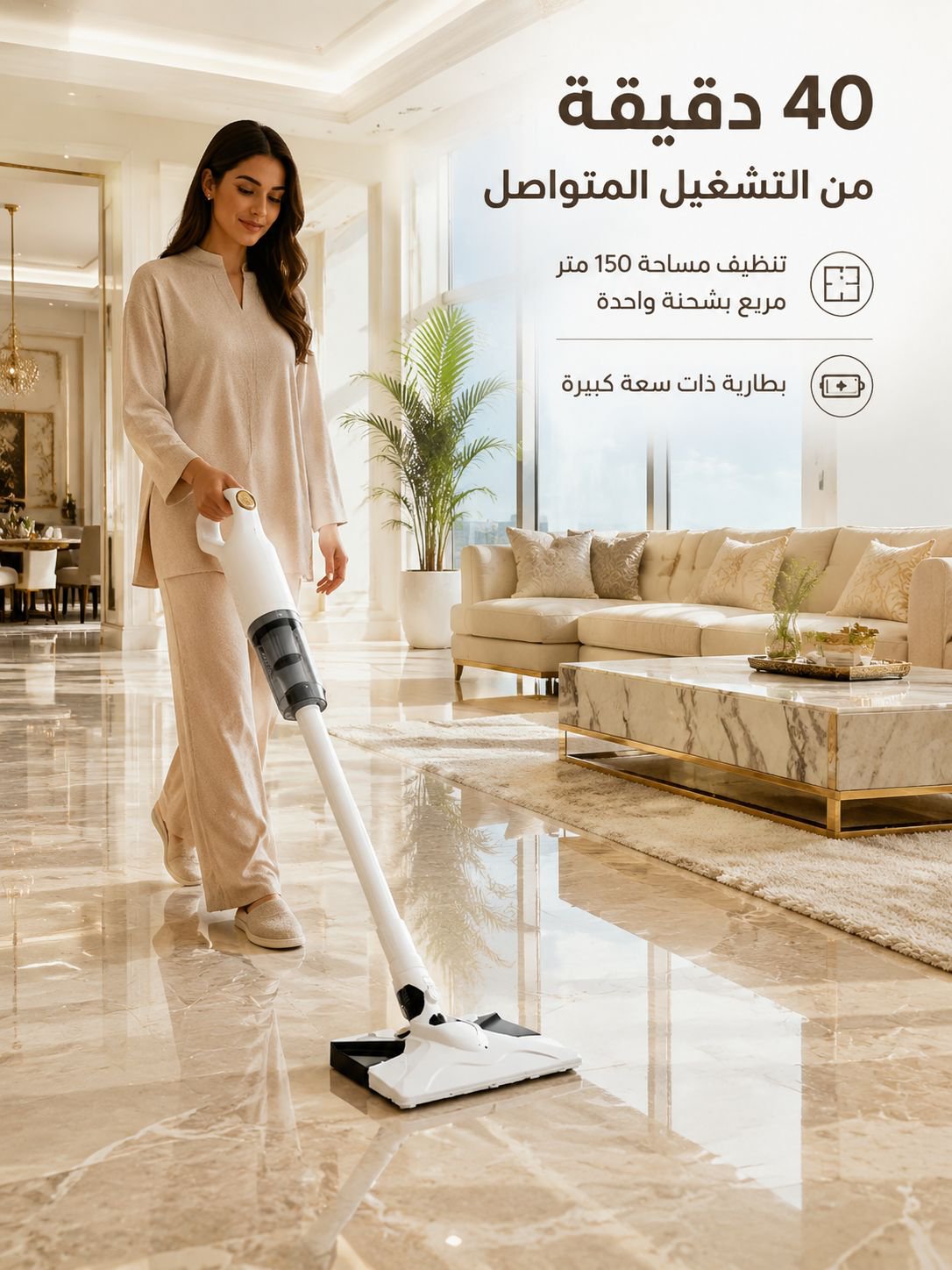 مكنسة كهربائية لاسلكية بقوة شفط عالية لإزالة عث الغبار