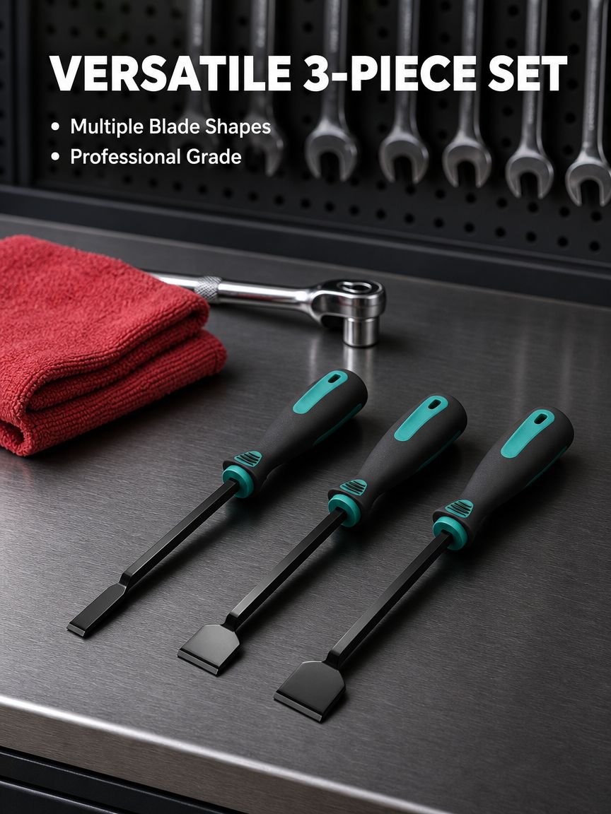 Multifunctional 3-Piece Car Repair Scraper and Cylinder Spatula Set