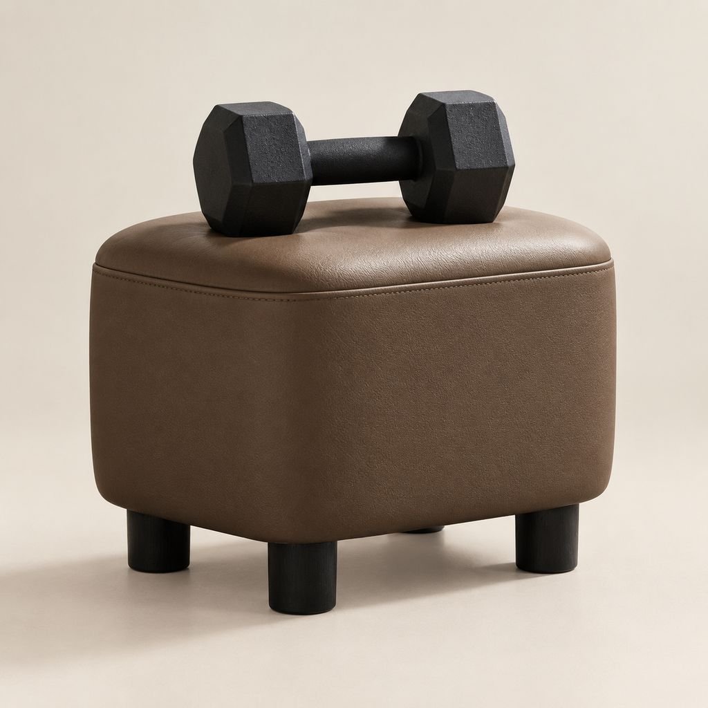 Minimalist Style Small Leather Stool Entryway Shoe Changing Ottoman