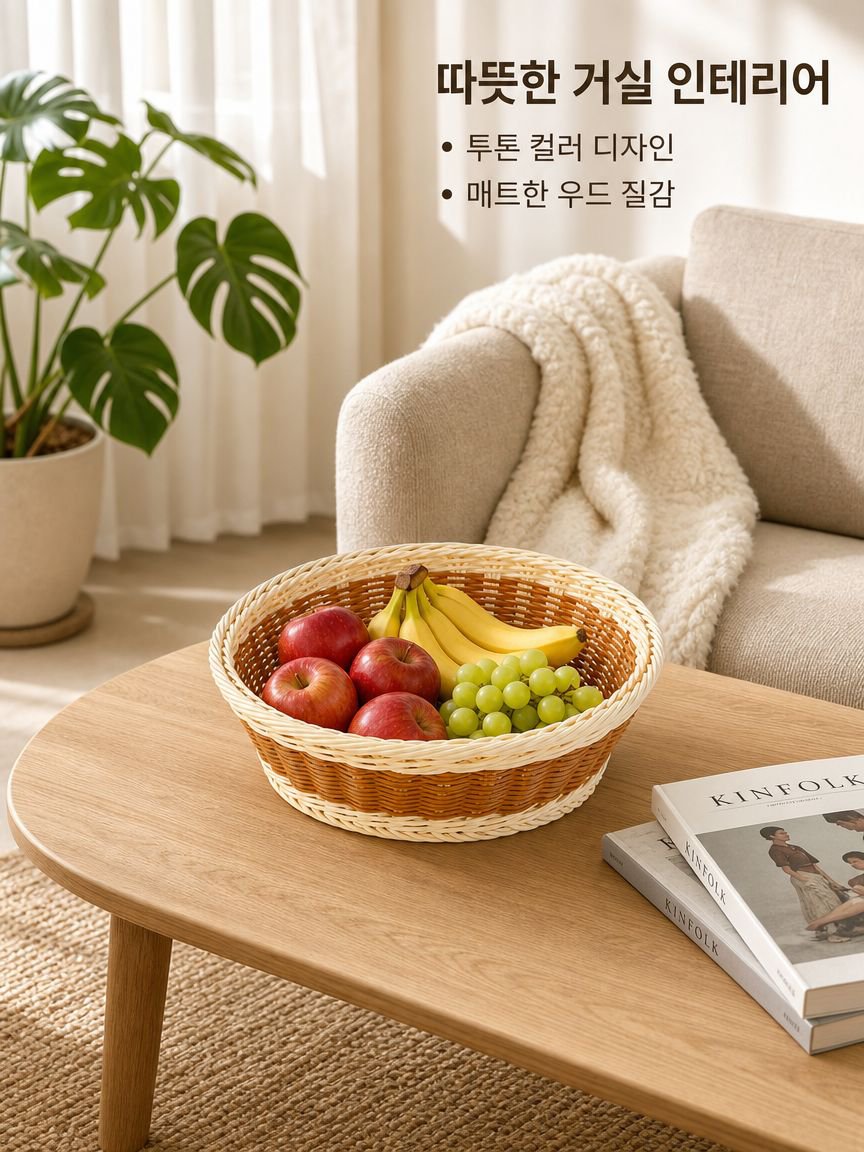 인조 라탄 과일 바구니