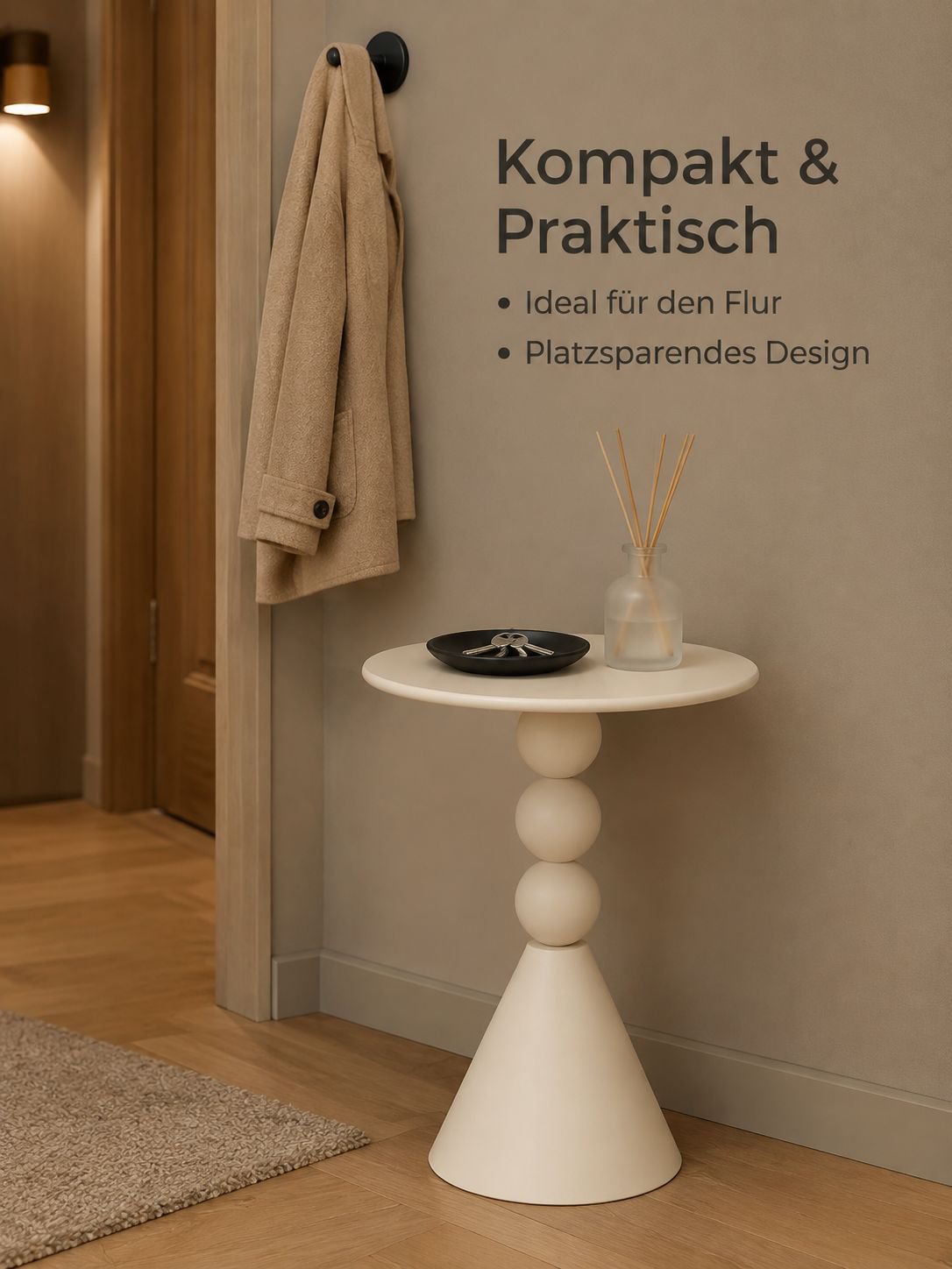 Skandinavischer Beistelltisch in Cremefarbe
