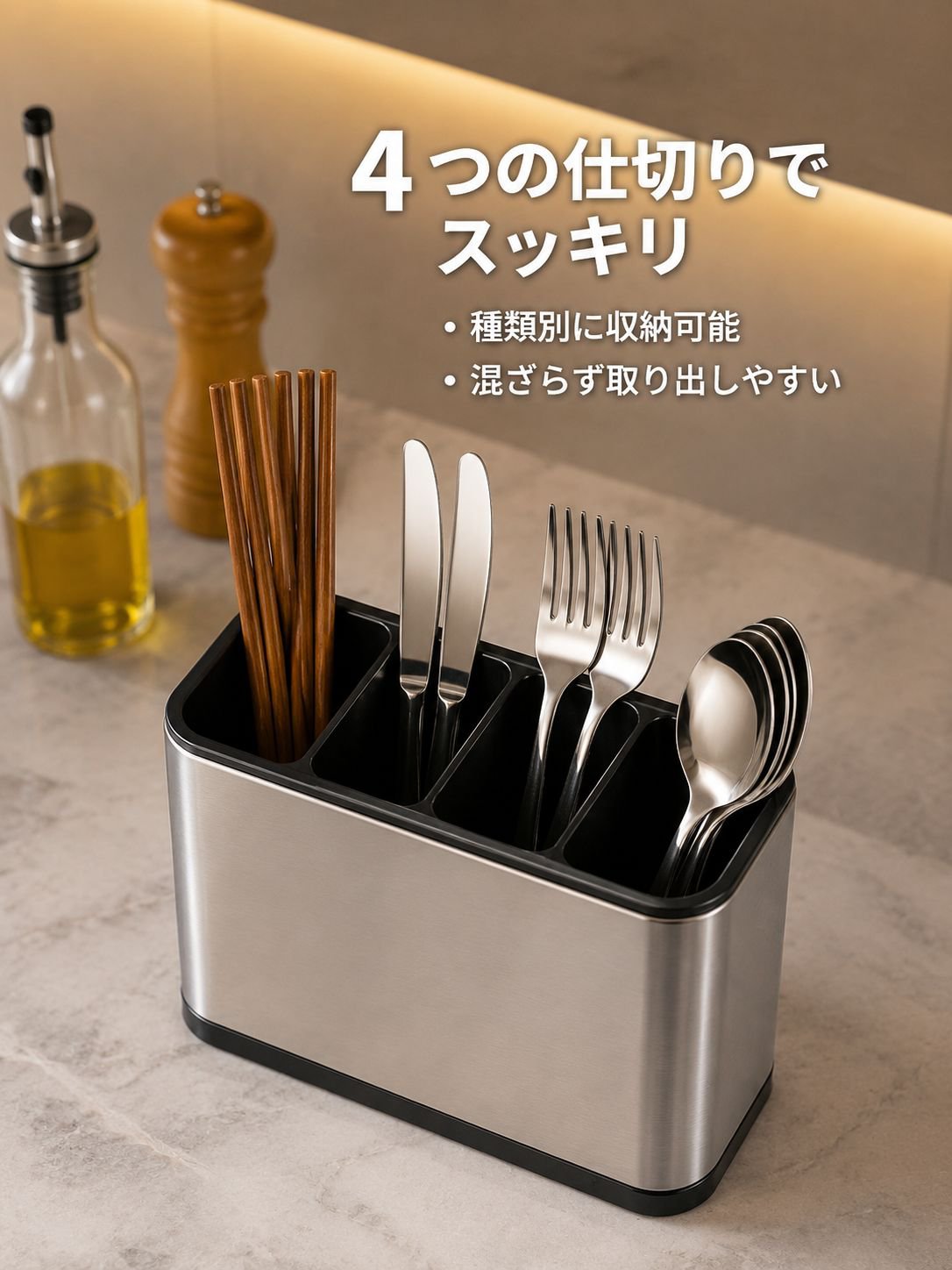 箸とナイフを収納できる3in1収納