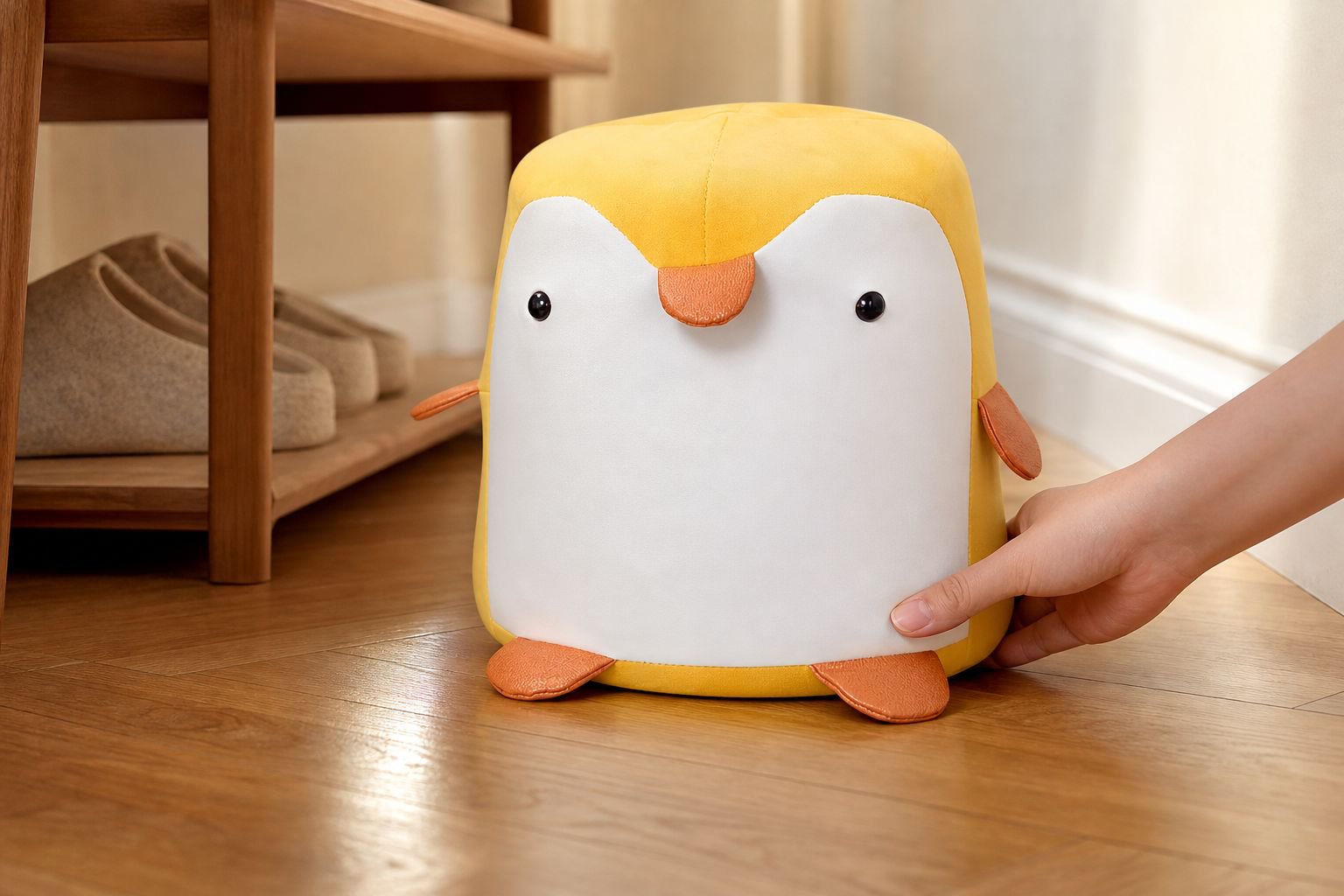 Penguin Poop Shaped Solid Wood Door Stool
