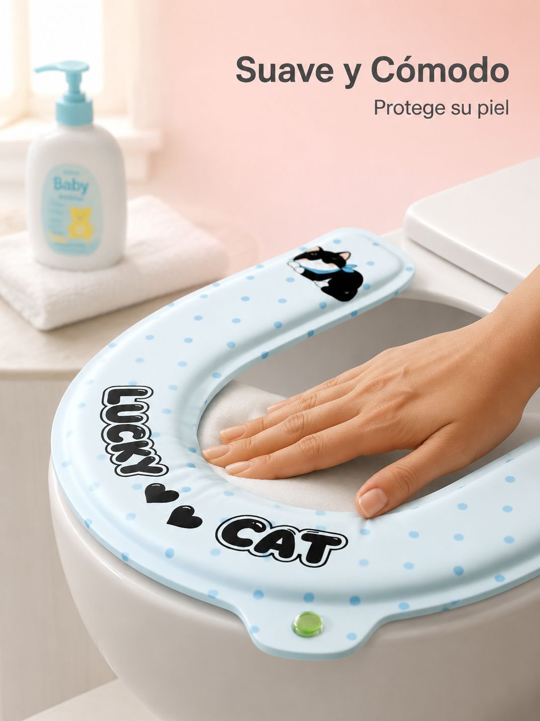 siento de inodoro impermeable extra grueso con diseño de dibujos animados y asas