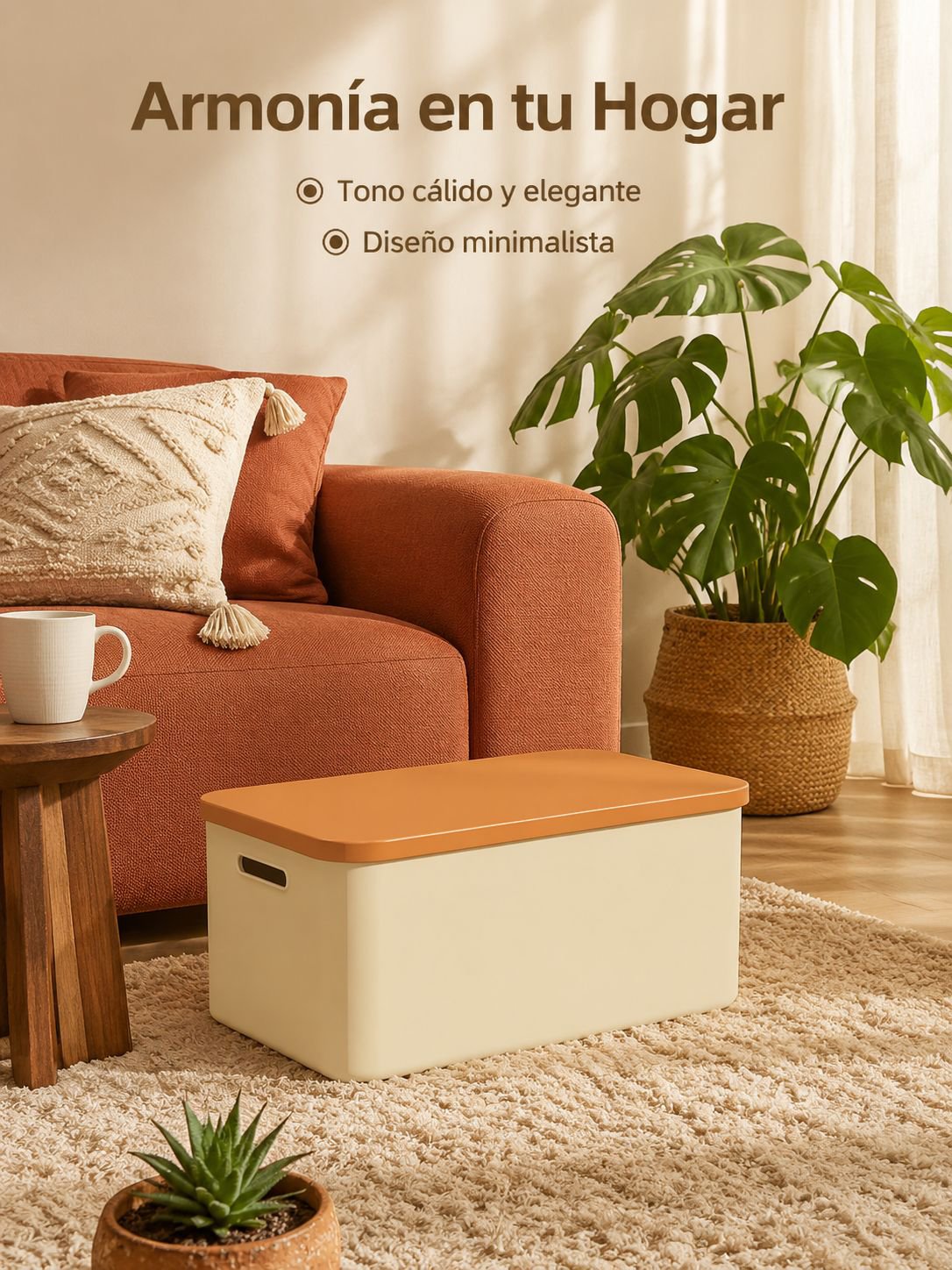 Caja de almacenamiento con tapa multiusos