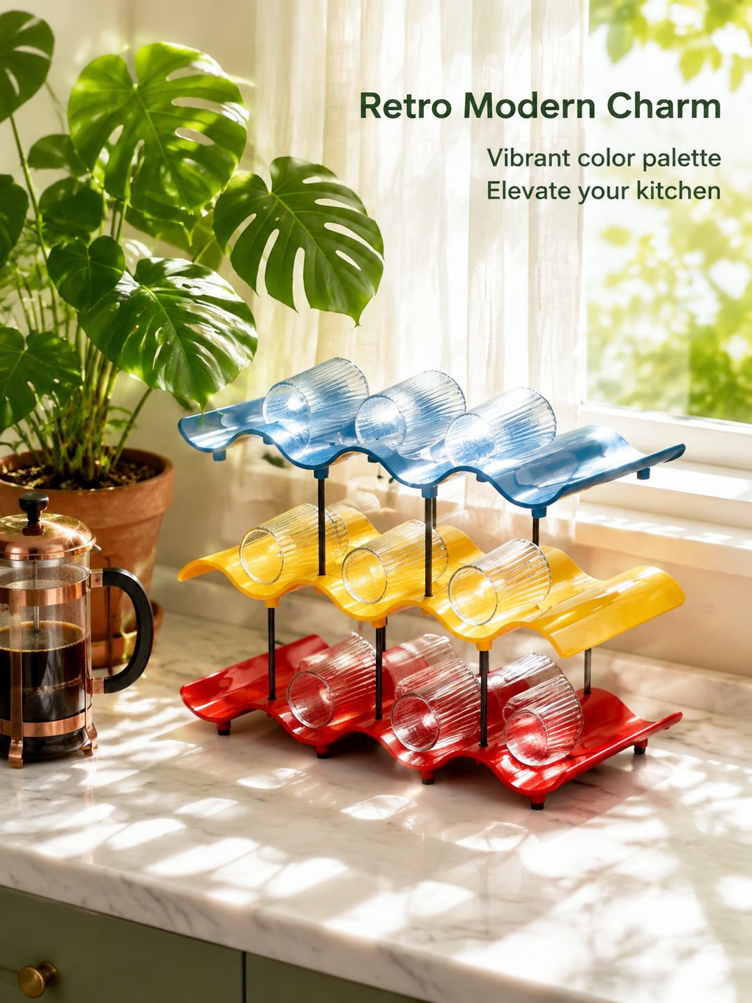 Functional and aesthetic wave-shaped cup holder