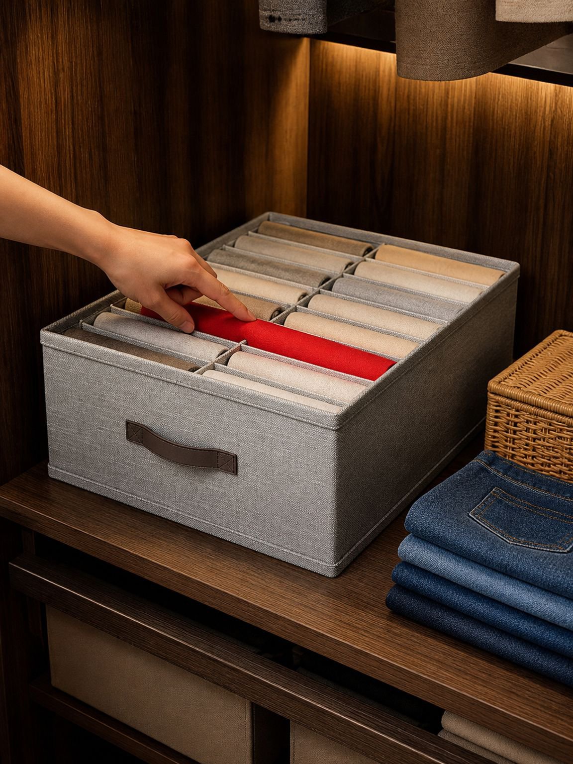 Organizador de ropa con doble compartimento
