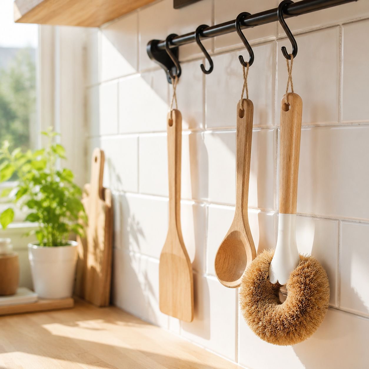 Biodegradable cleaning brush made from coconut fibers