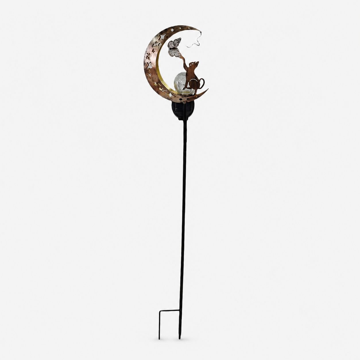 Solarlampe aus Eisen in Katzen-Mond-Design