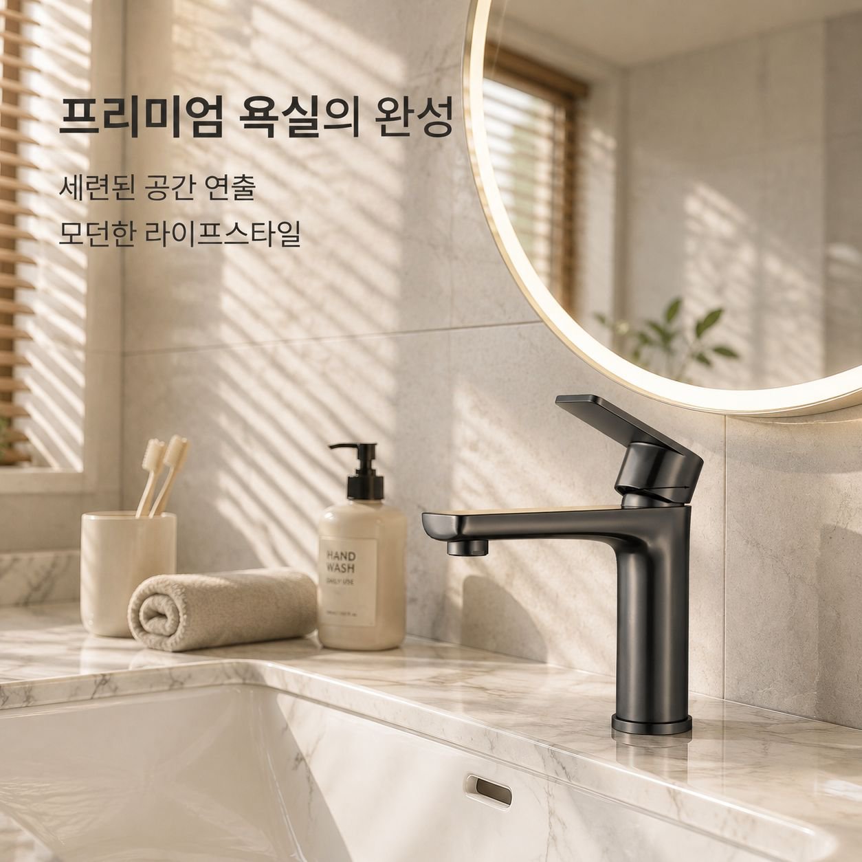 두꺼운 스테인리스 스틸 욕실 온수/냉수 상판 수도꼭지