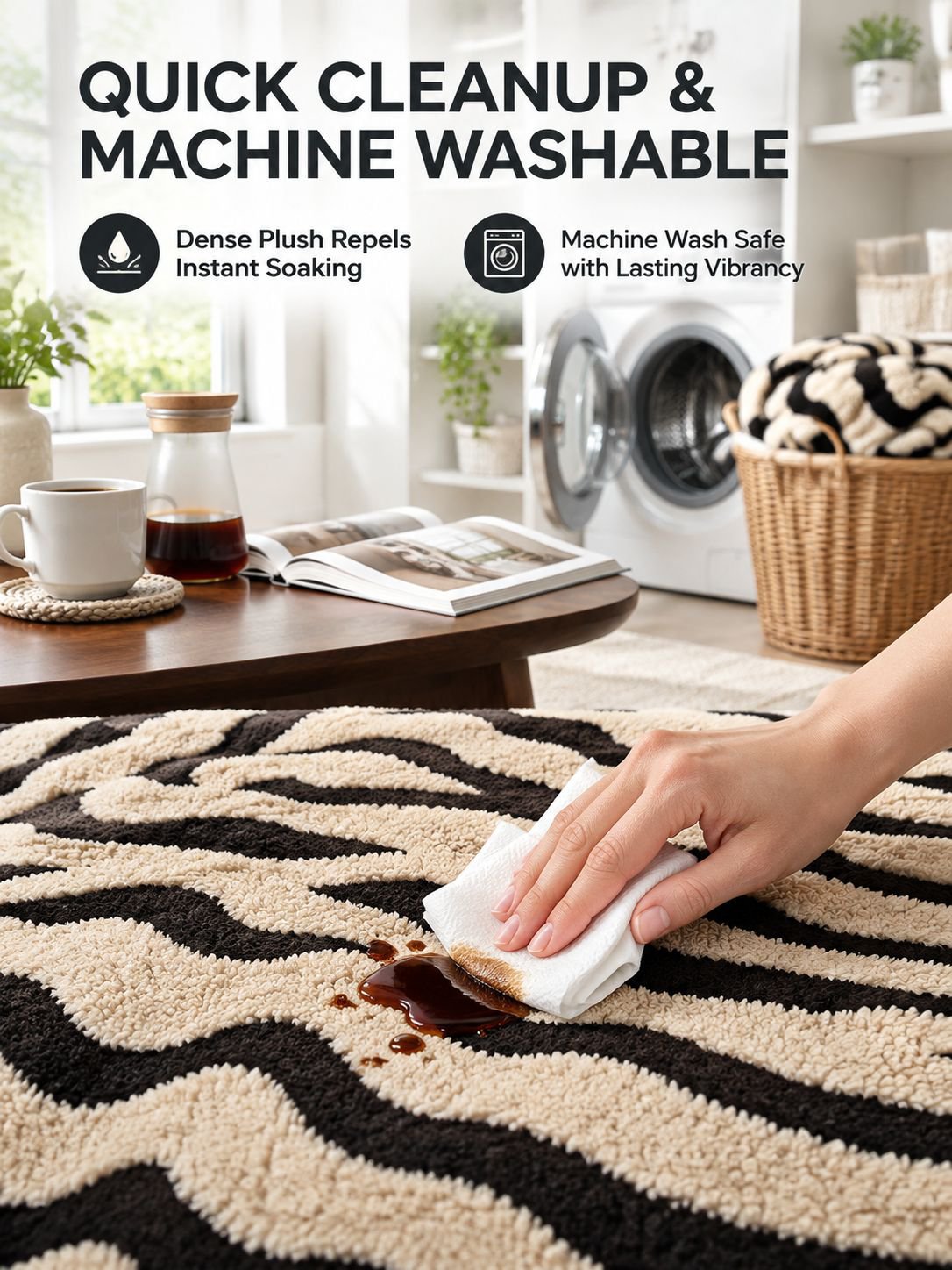 Zebra print full couch cover draped over a large sofa