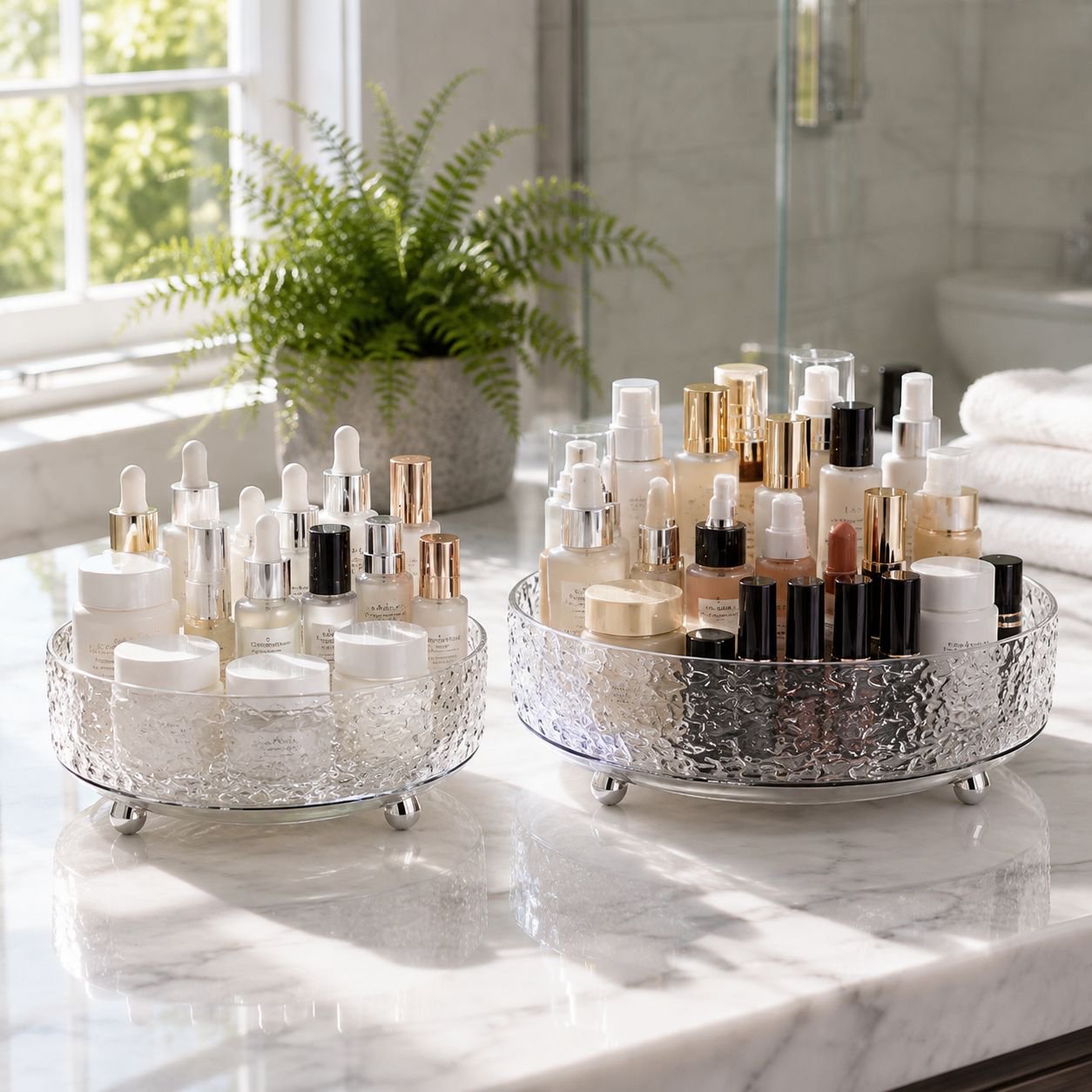 Space-saving desktop organizer for cosmetics