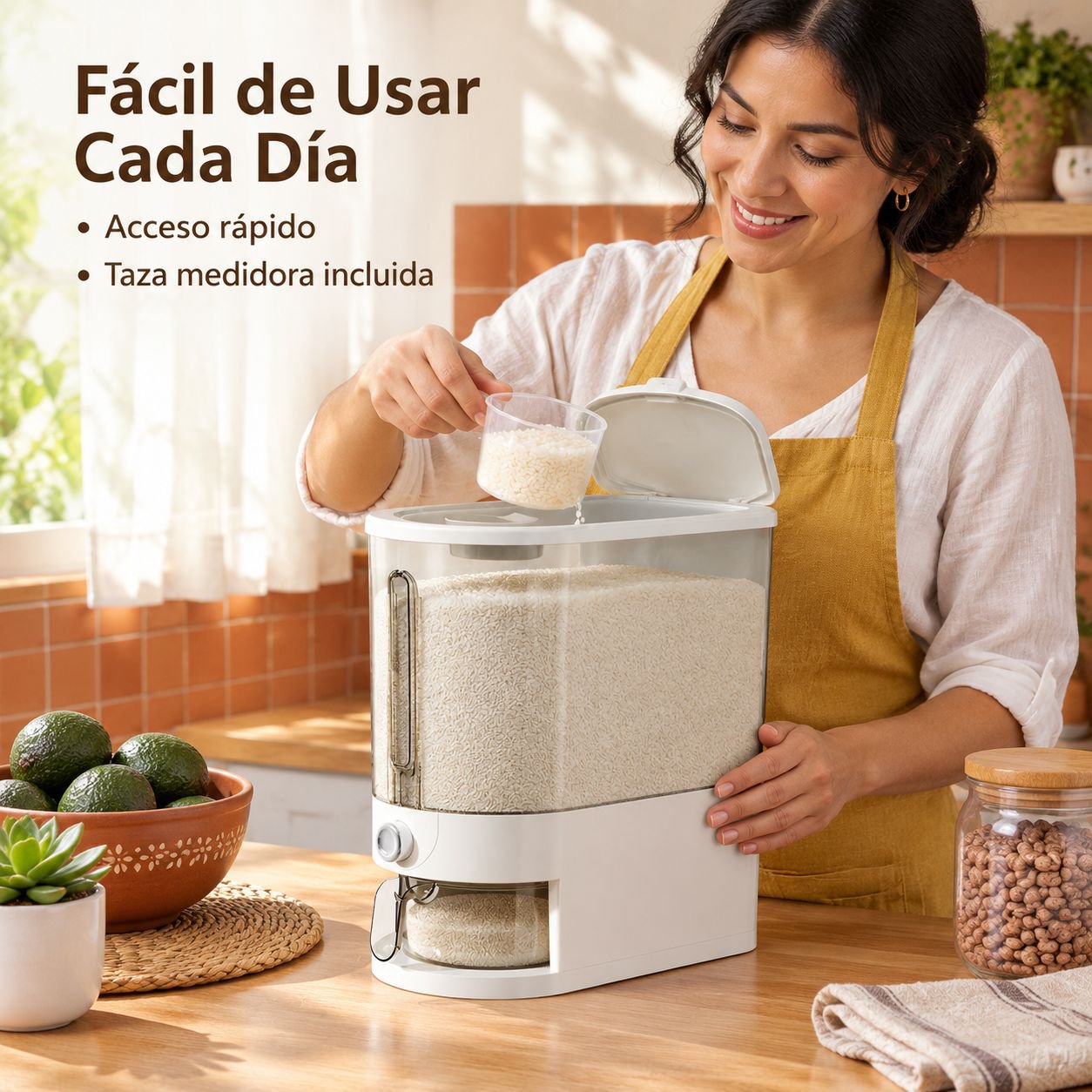 Contenedor Plástico Hermético para Arroz Granos y Harina