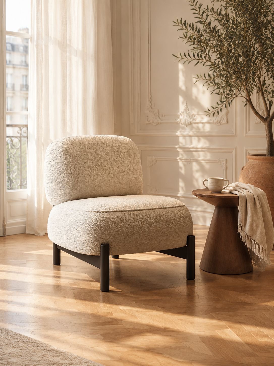 Fauteuil individuel style crème