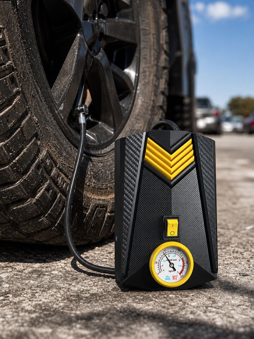 Inflador de neumáticos de coche compacto y eficiente